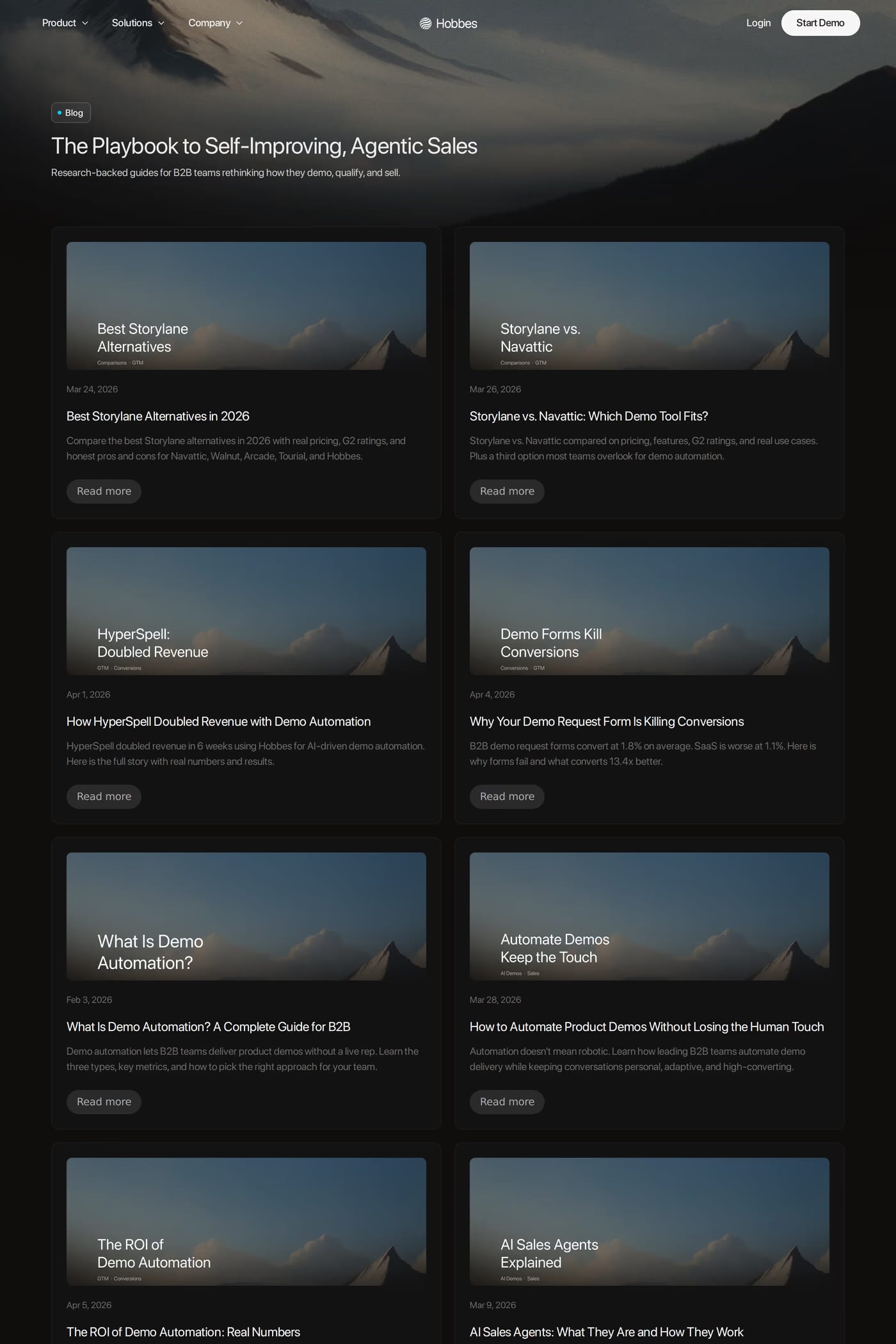 Hobbes — screenshot of the blog page