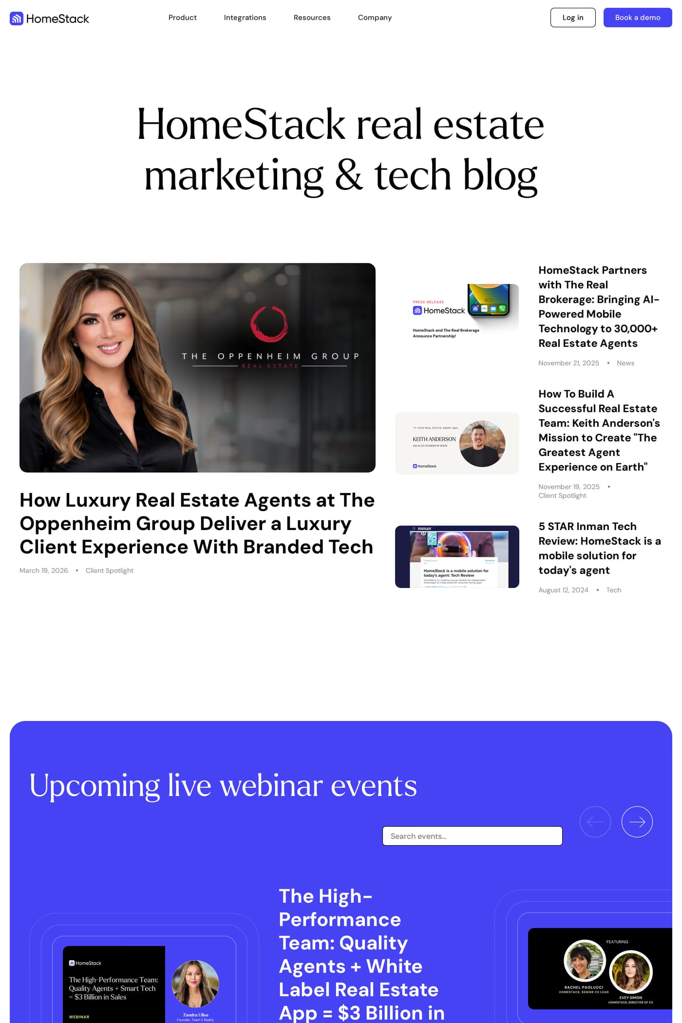 Homestack blog page