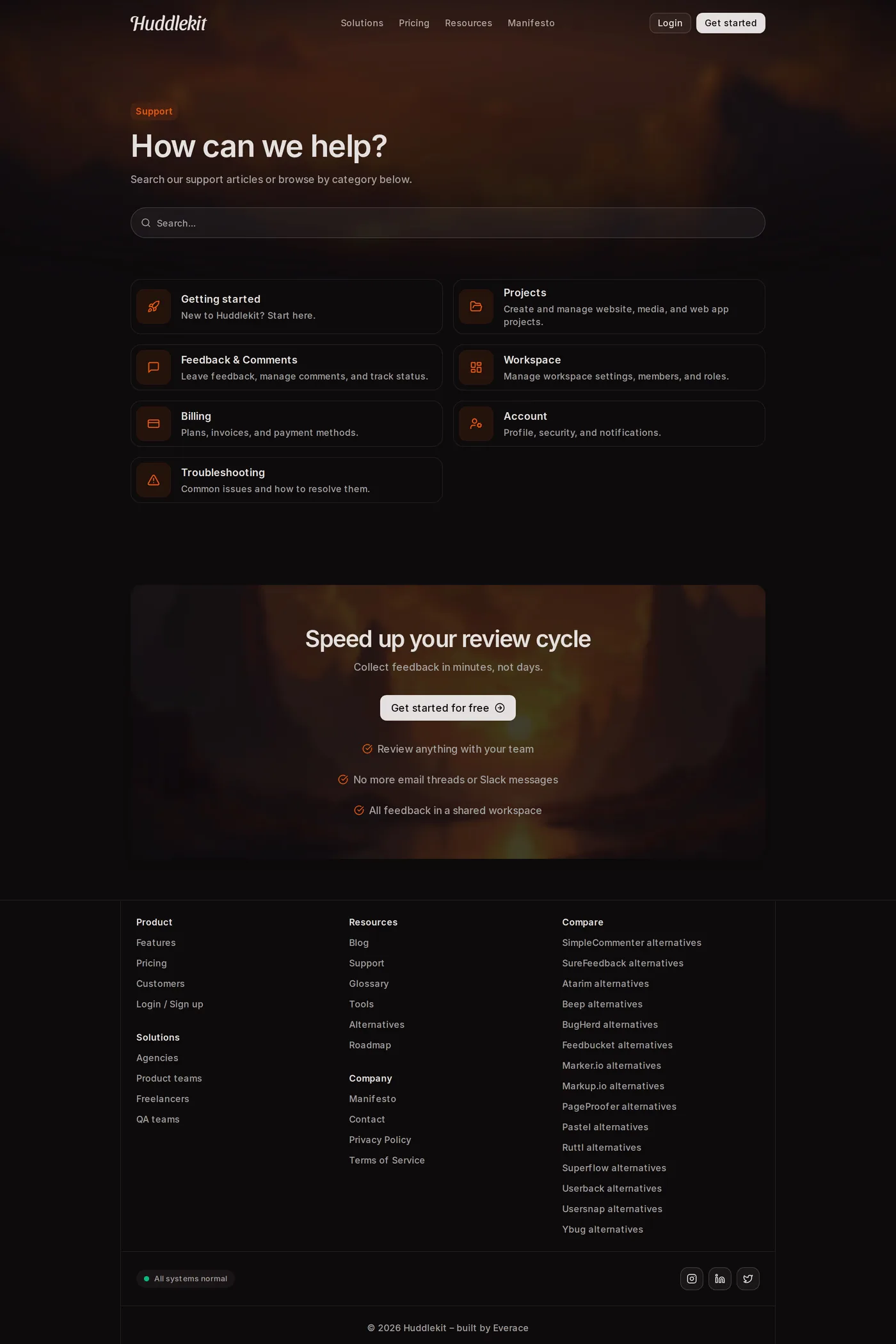 Huddlekit — screenshot of the docs page