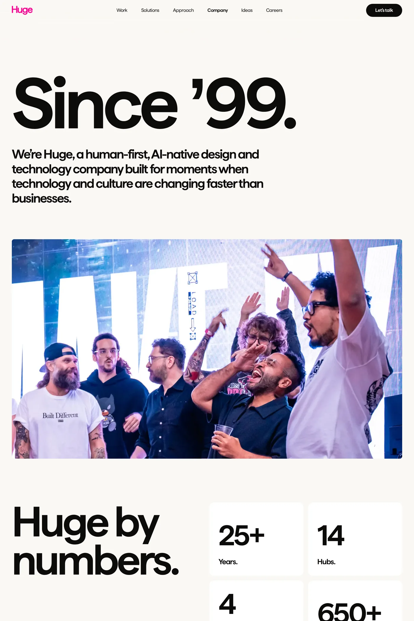 Huge — screenshot of the about page