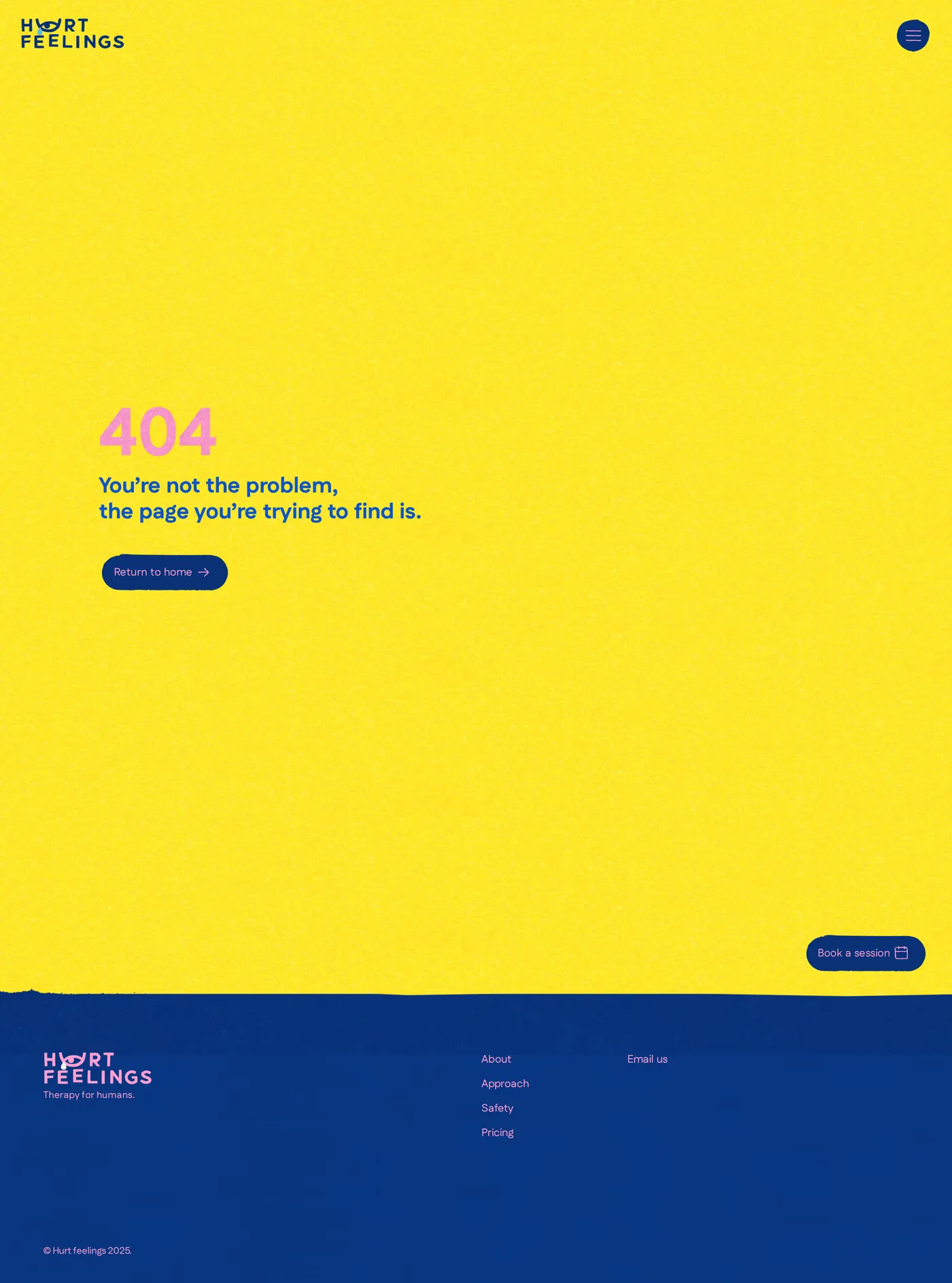 Hurt Feelings — screenshot of the 404 page