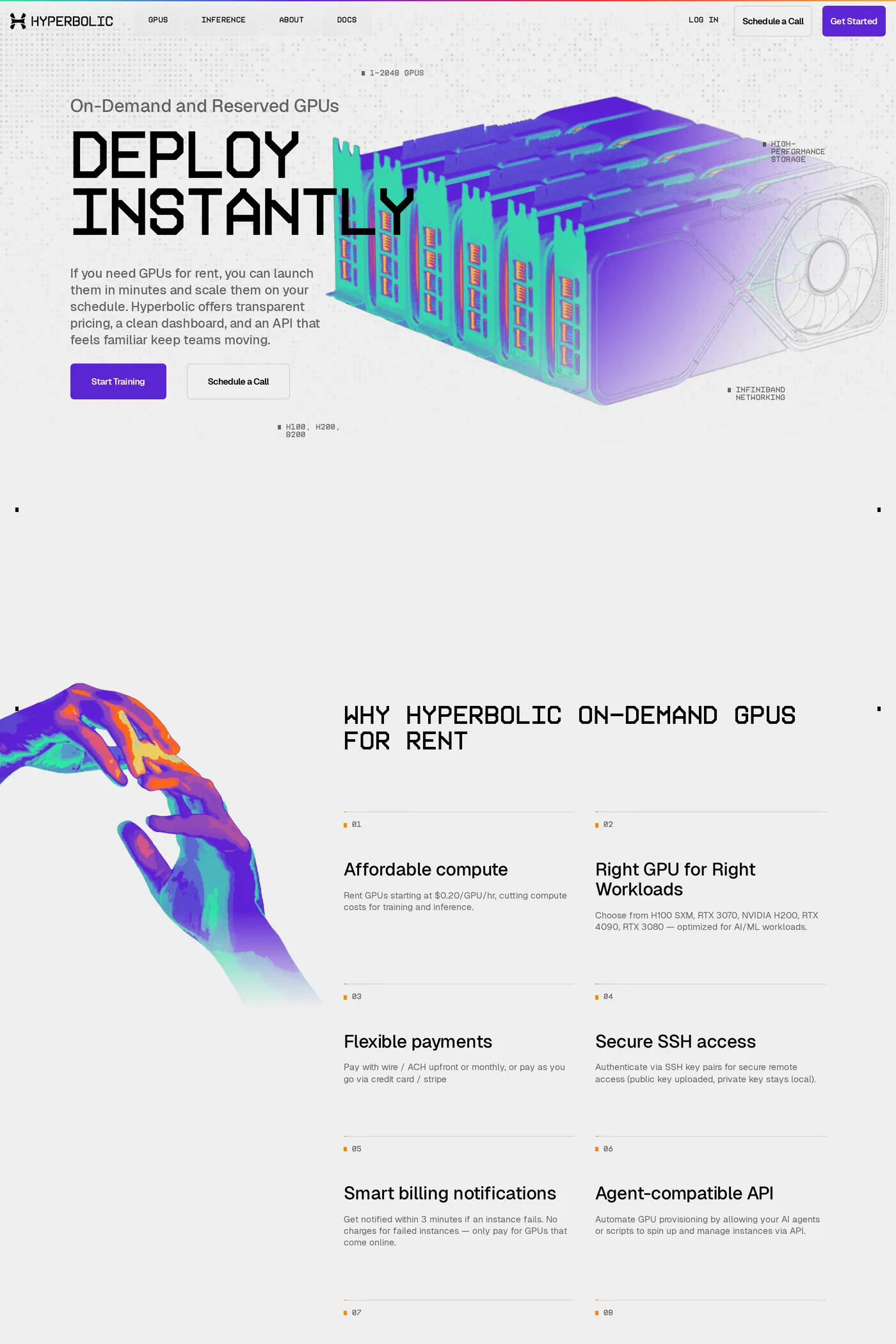 Hyperbolic — screenshot of the pricing page