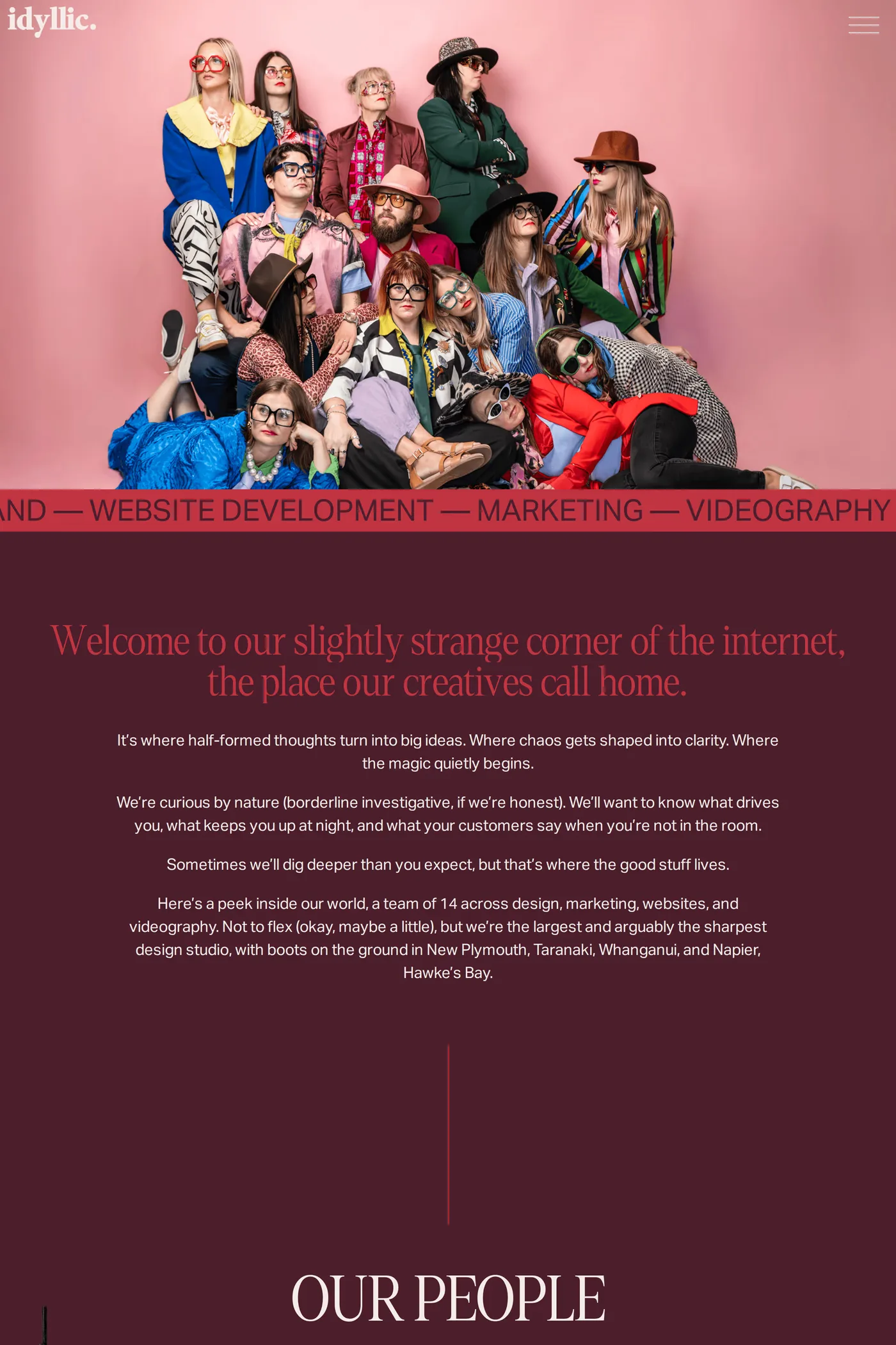 Idyllic — screenshot of the about page