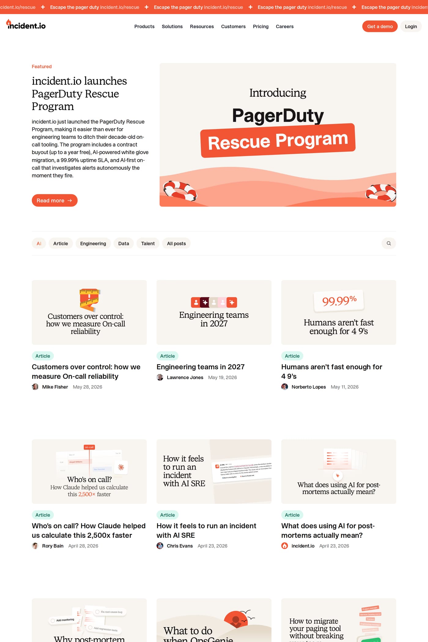 incident.io blog page