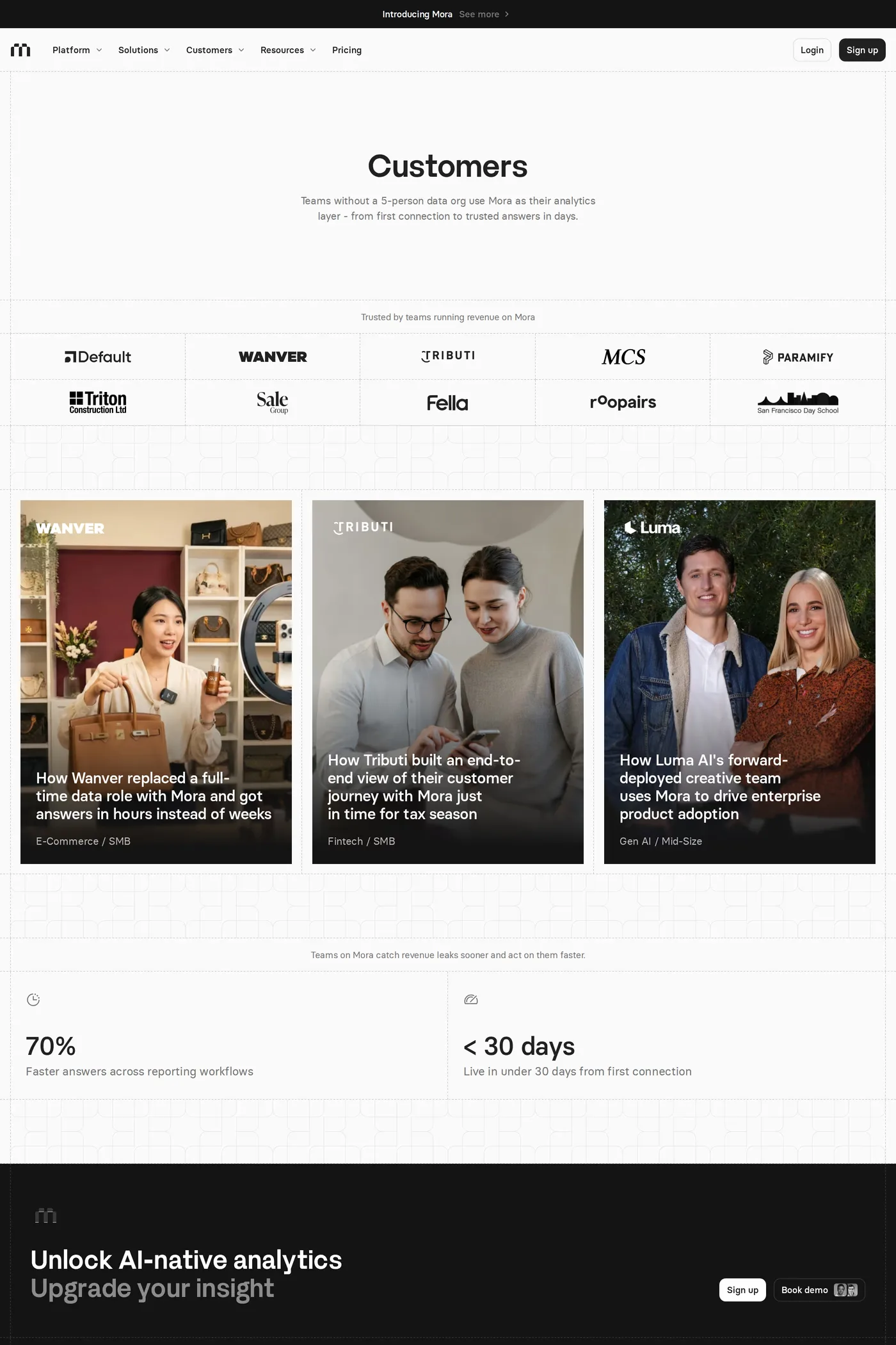 Index — screenshot of the case studies page