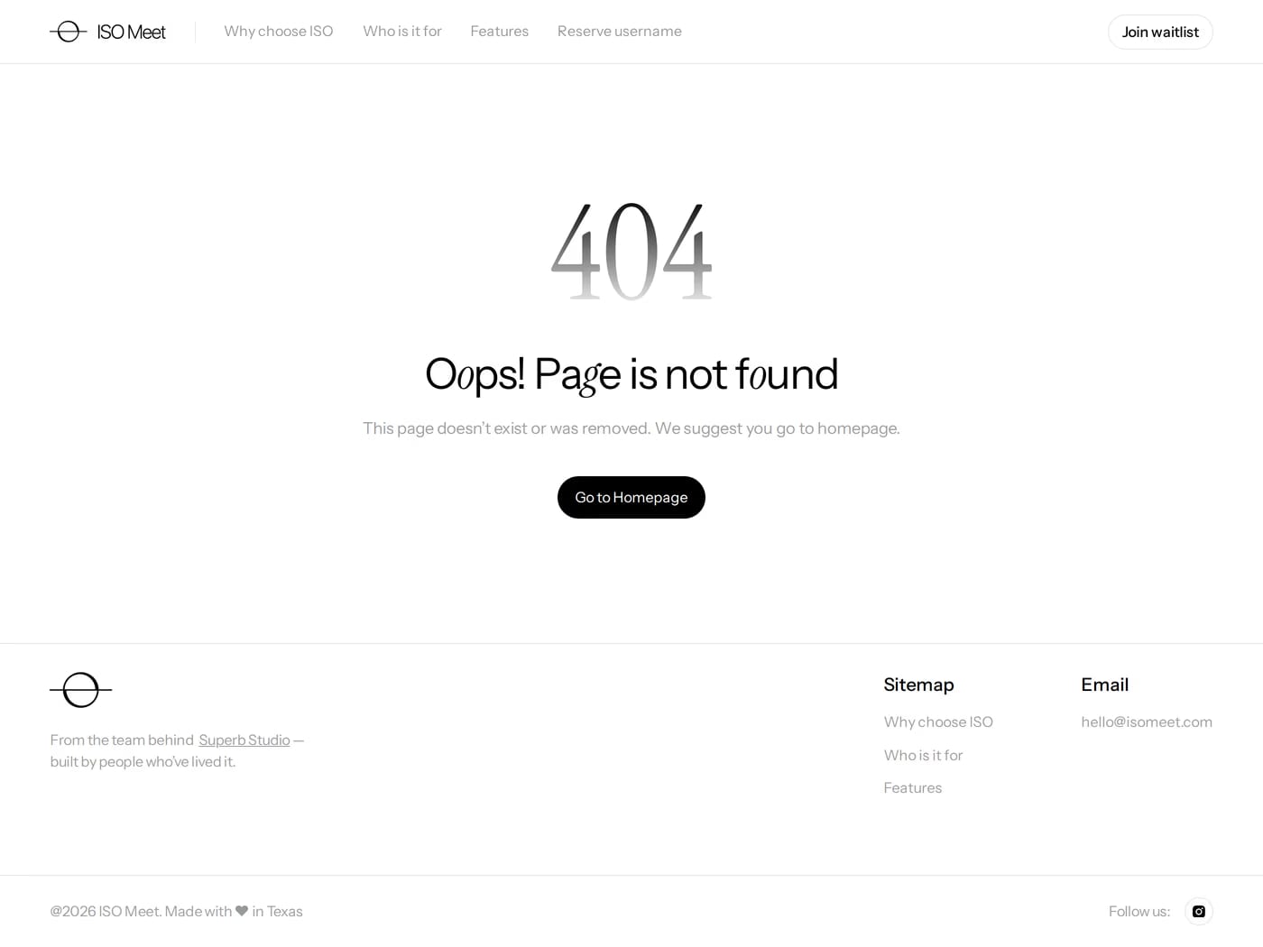 ISO Meet 404 page