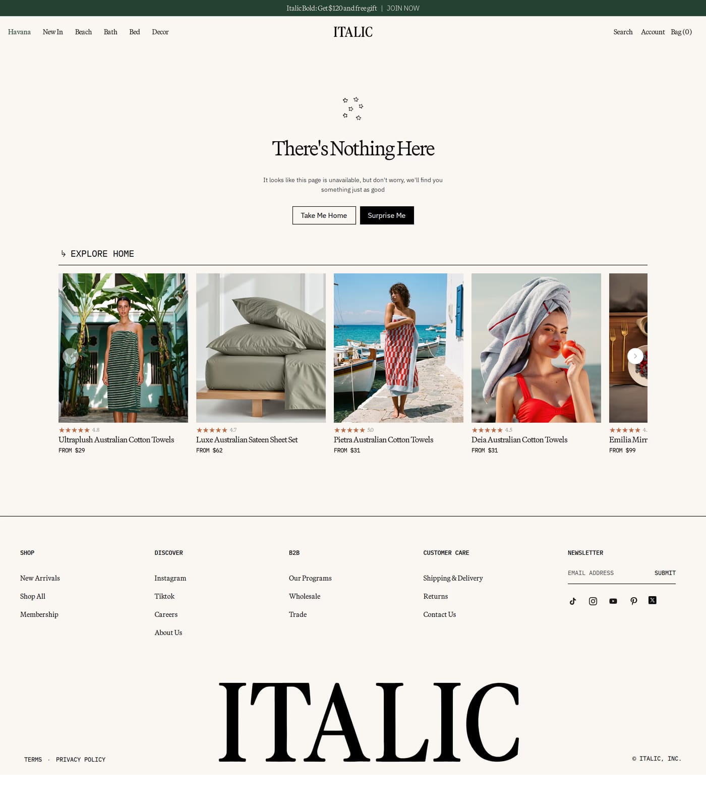 Italic 404 page