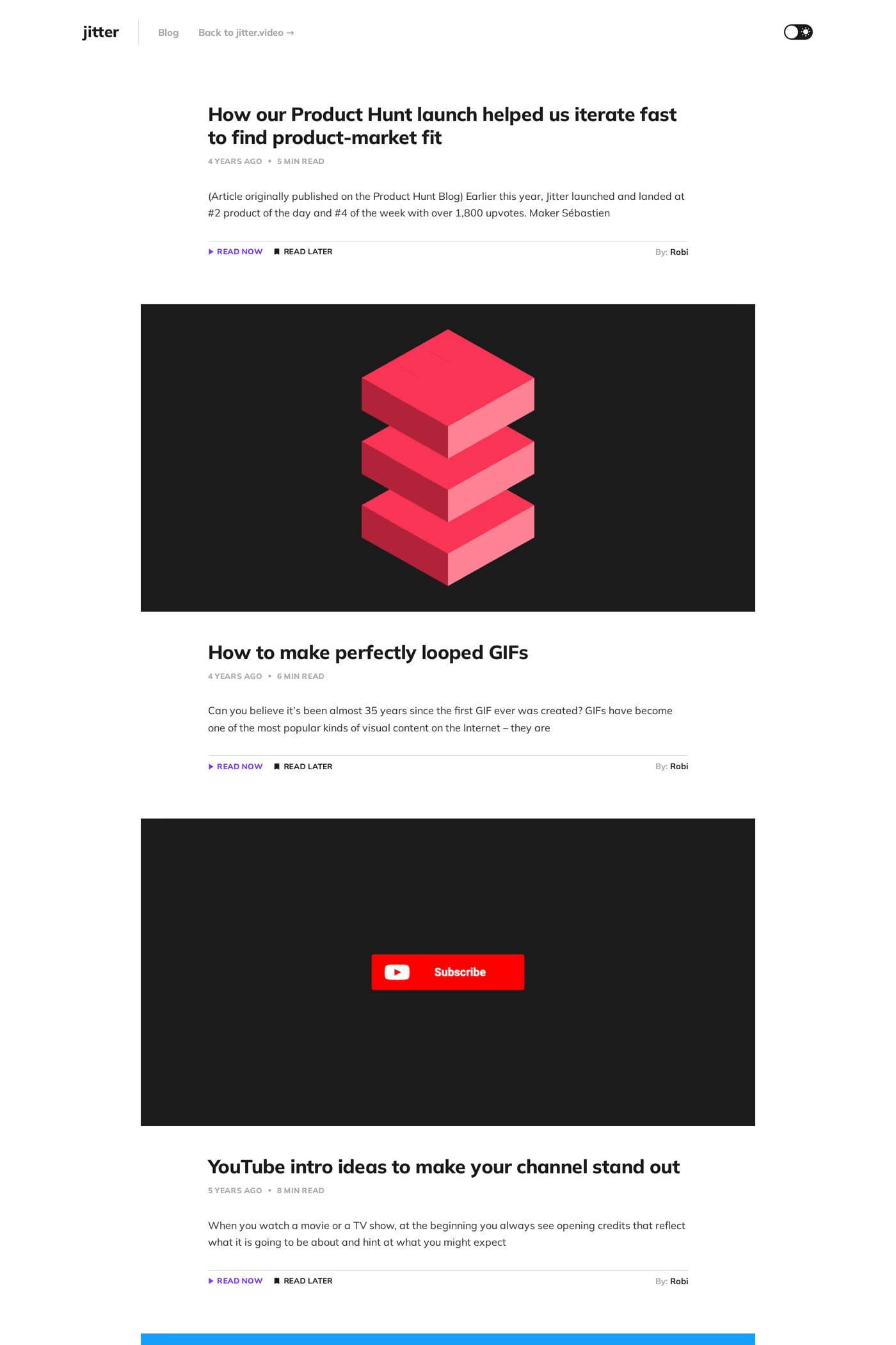 Jitter blog page