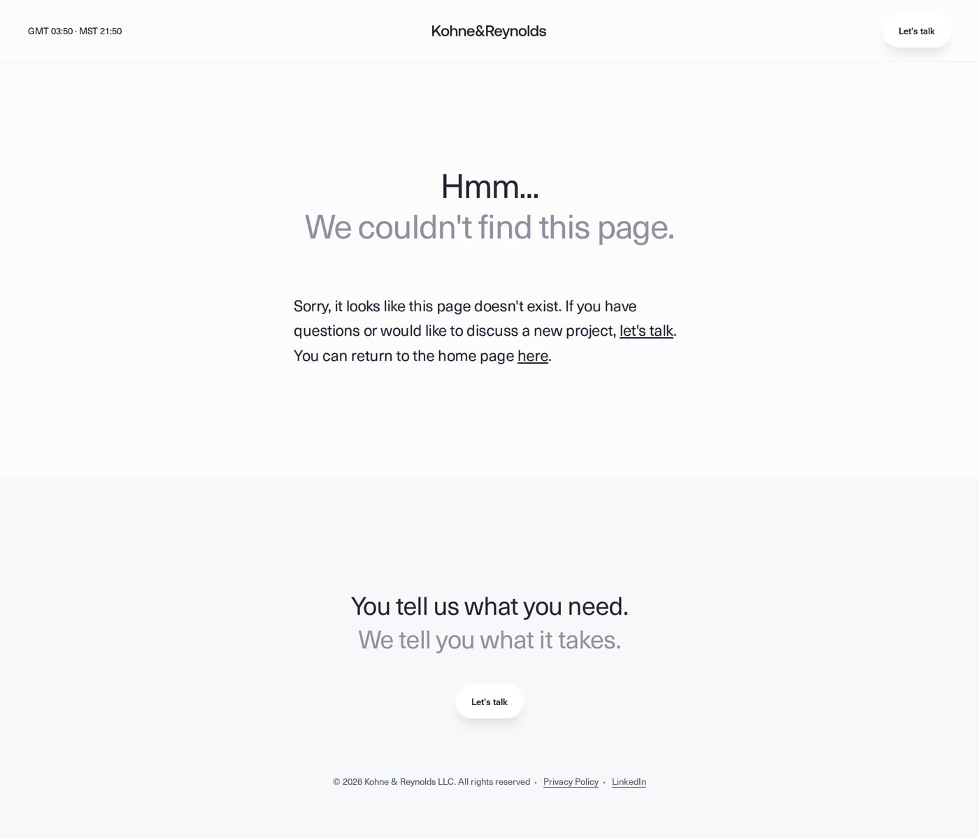 Kohne & Reynolds 404 page