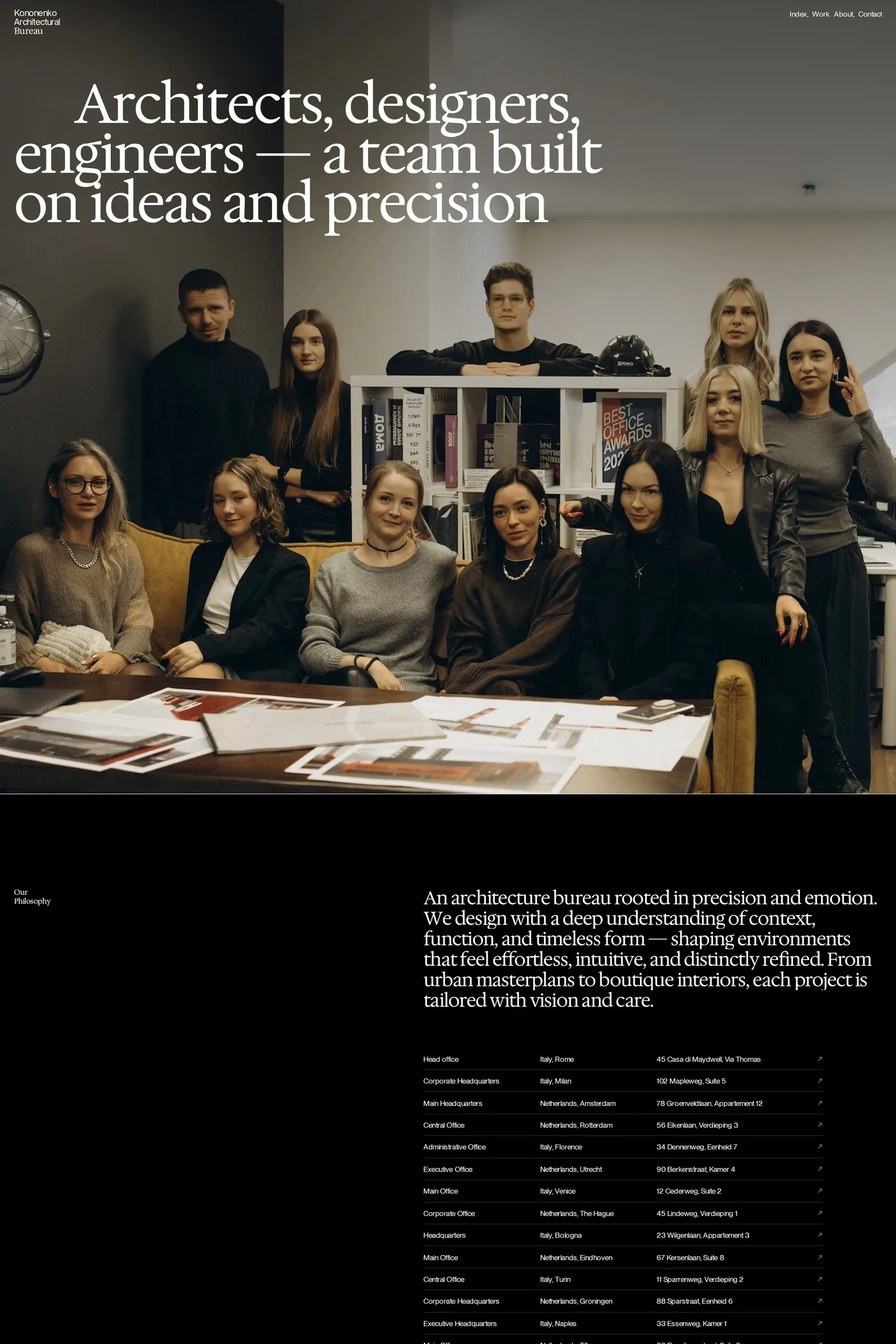 Kononenko Architectural Bureau — screenshot of the about page