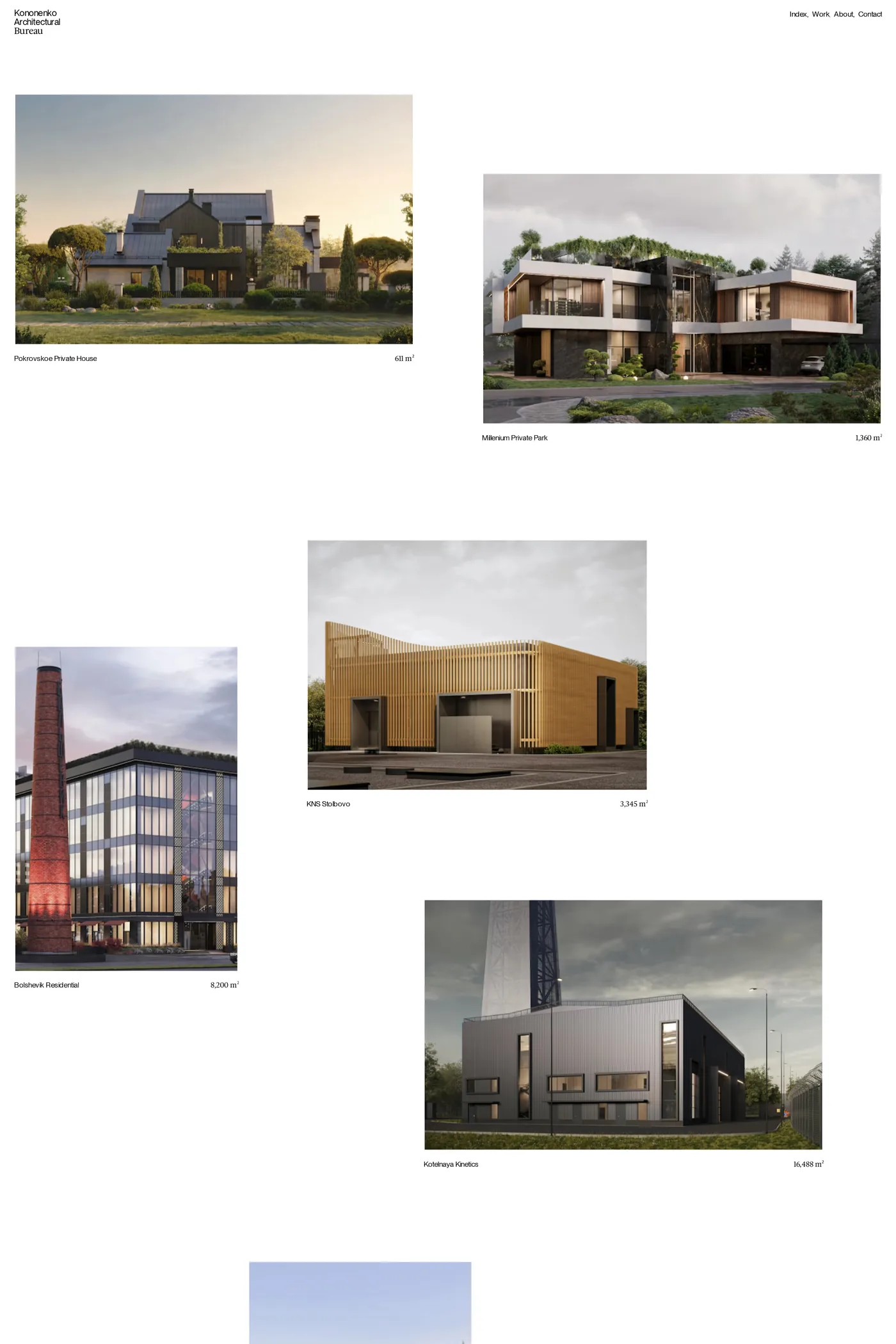 Kononenko Architectural Bureau — screenshot of the work page