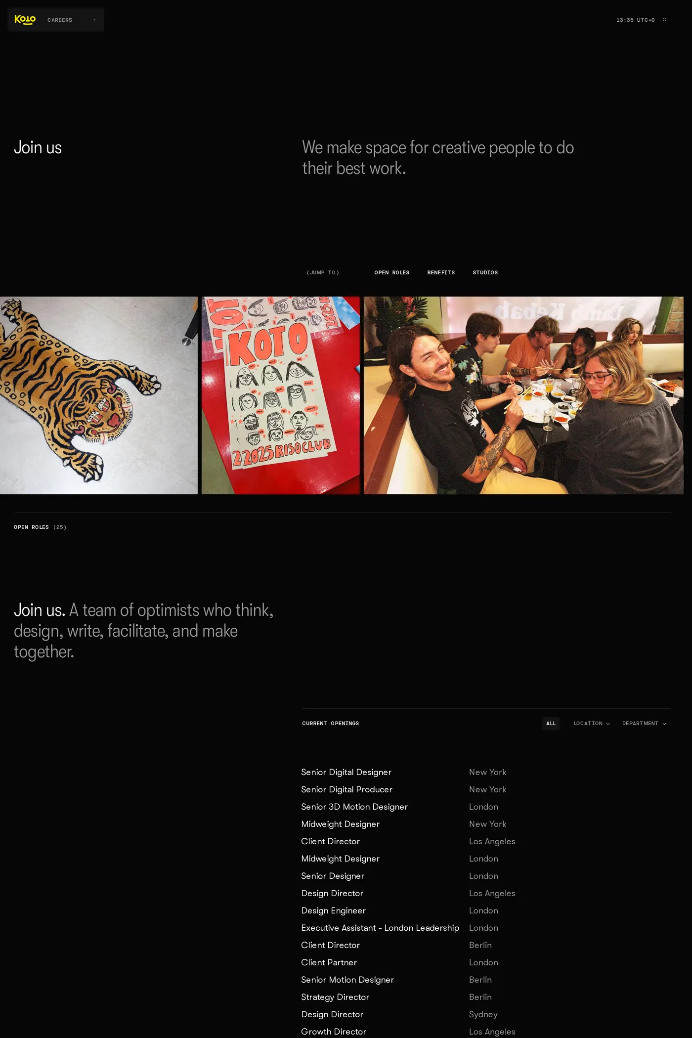 Koto — screenshot of the careers page