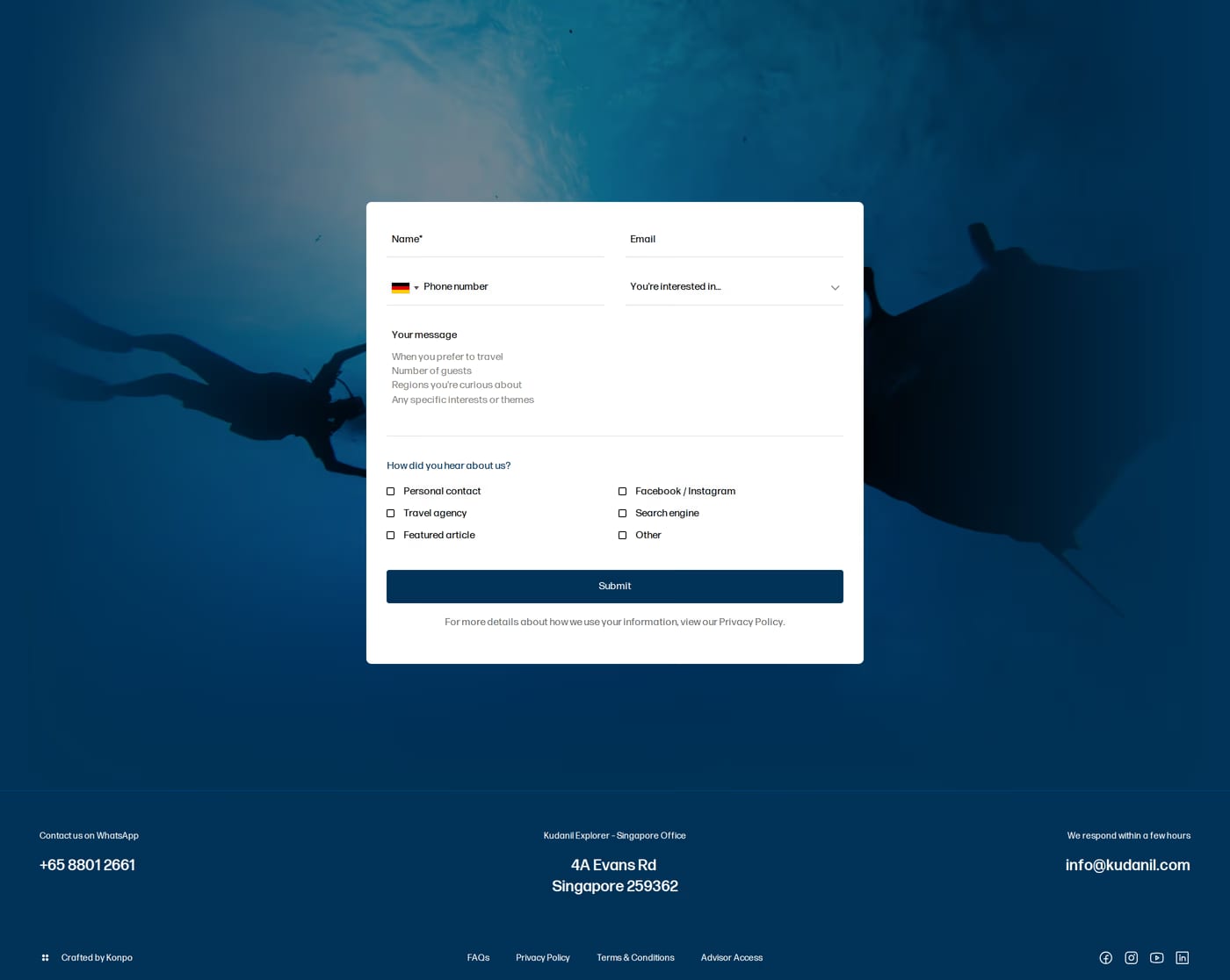 Kudanil Explorer contact page