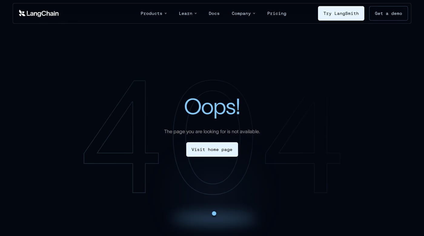 LangChain 404 page