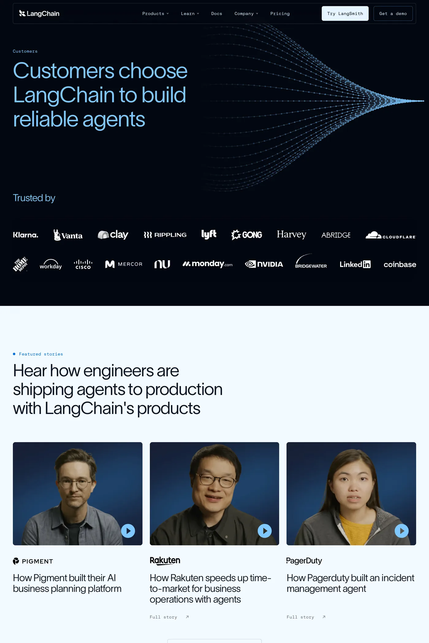 LangChain — screenshot of the case studies page