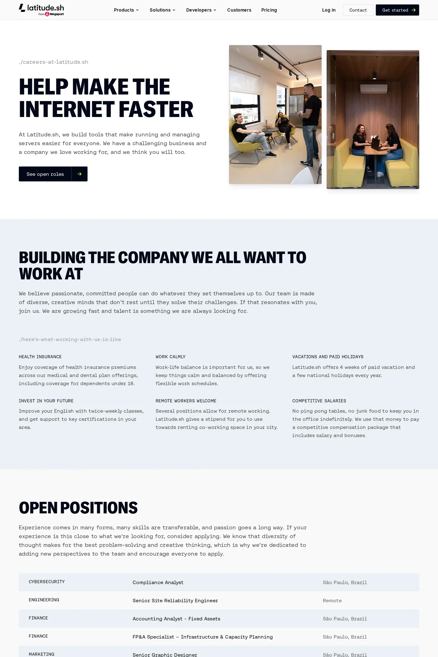 Latitude.sh — screenshot of the careers page