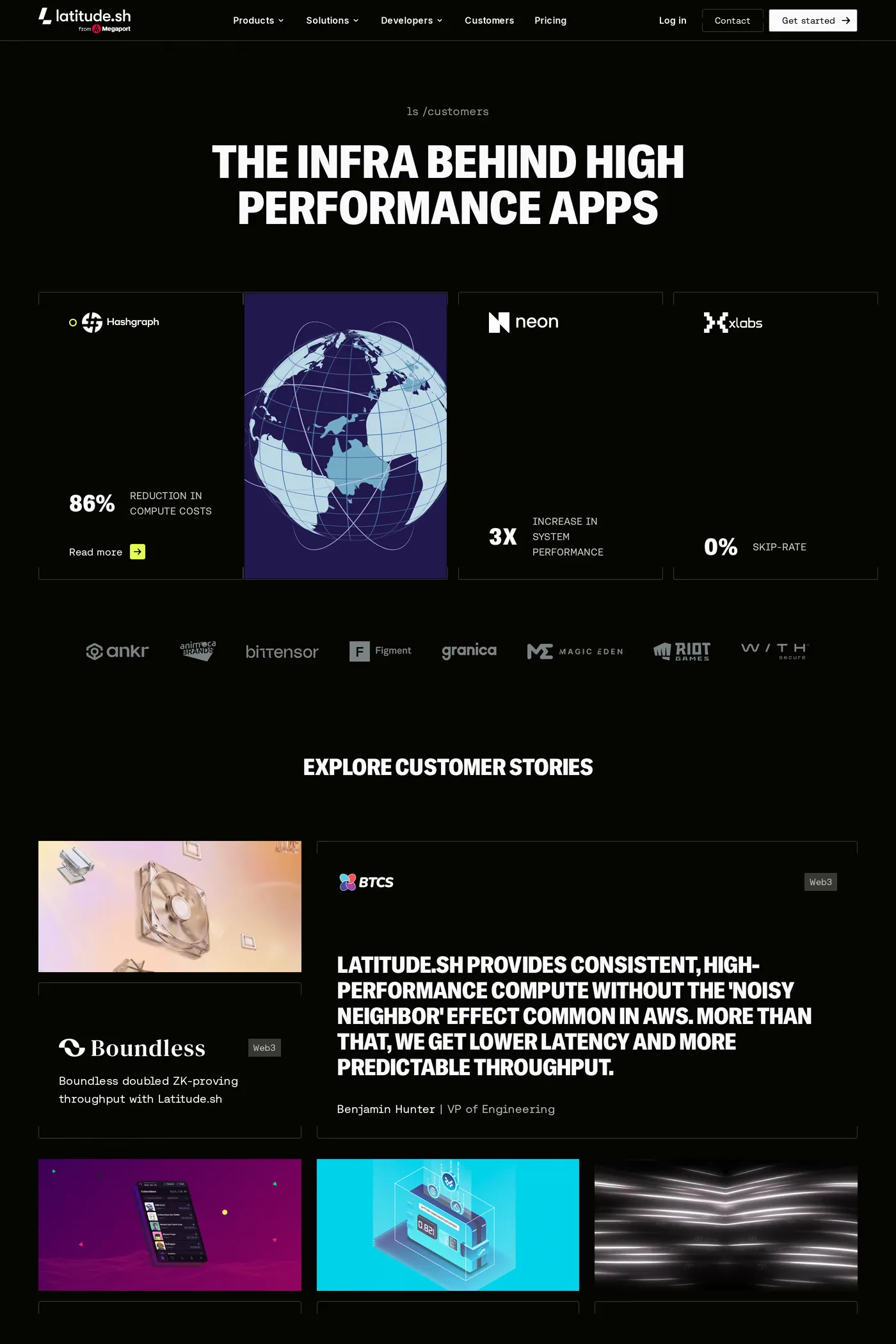 Latitude.sh — screenshot of the case studies page