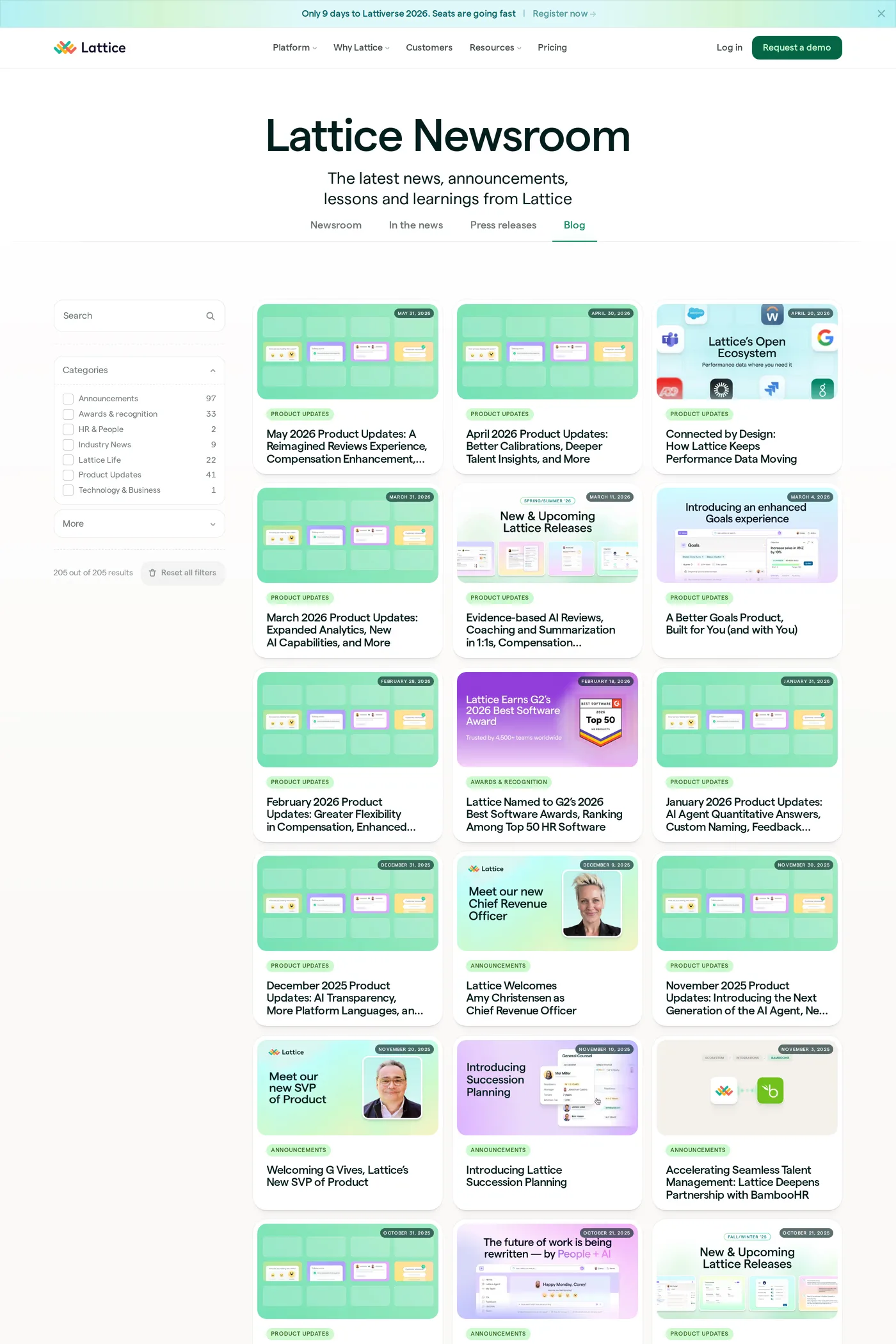 Lattice — screenshot of the blog page