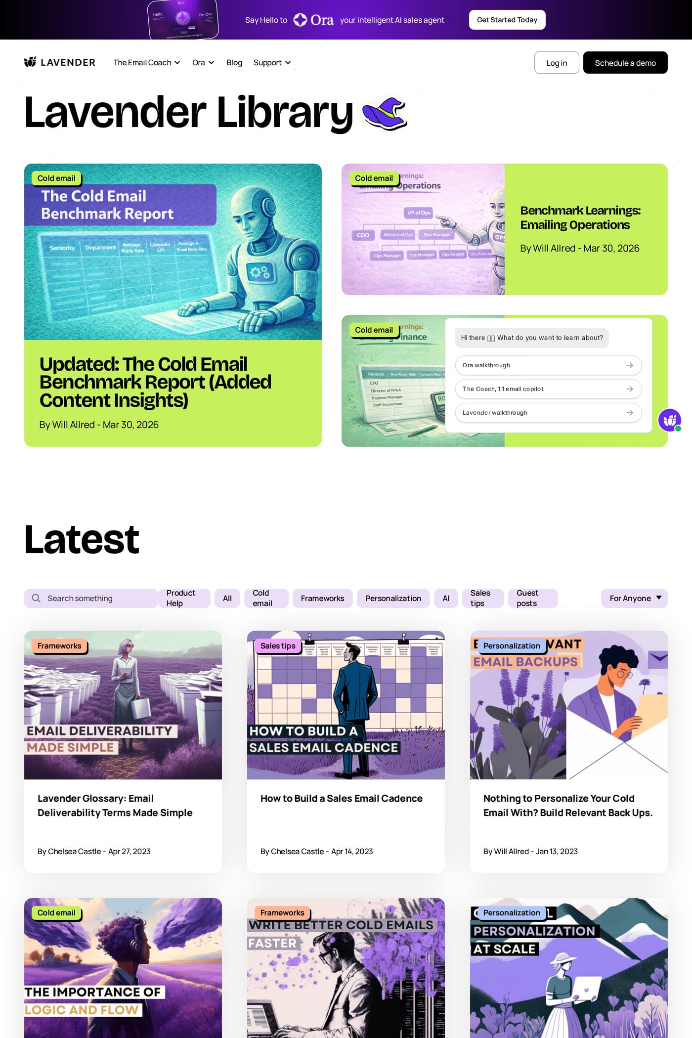 Lavender — screenshot of the blog page