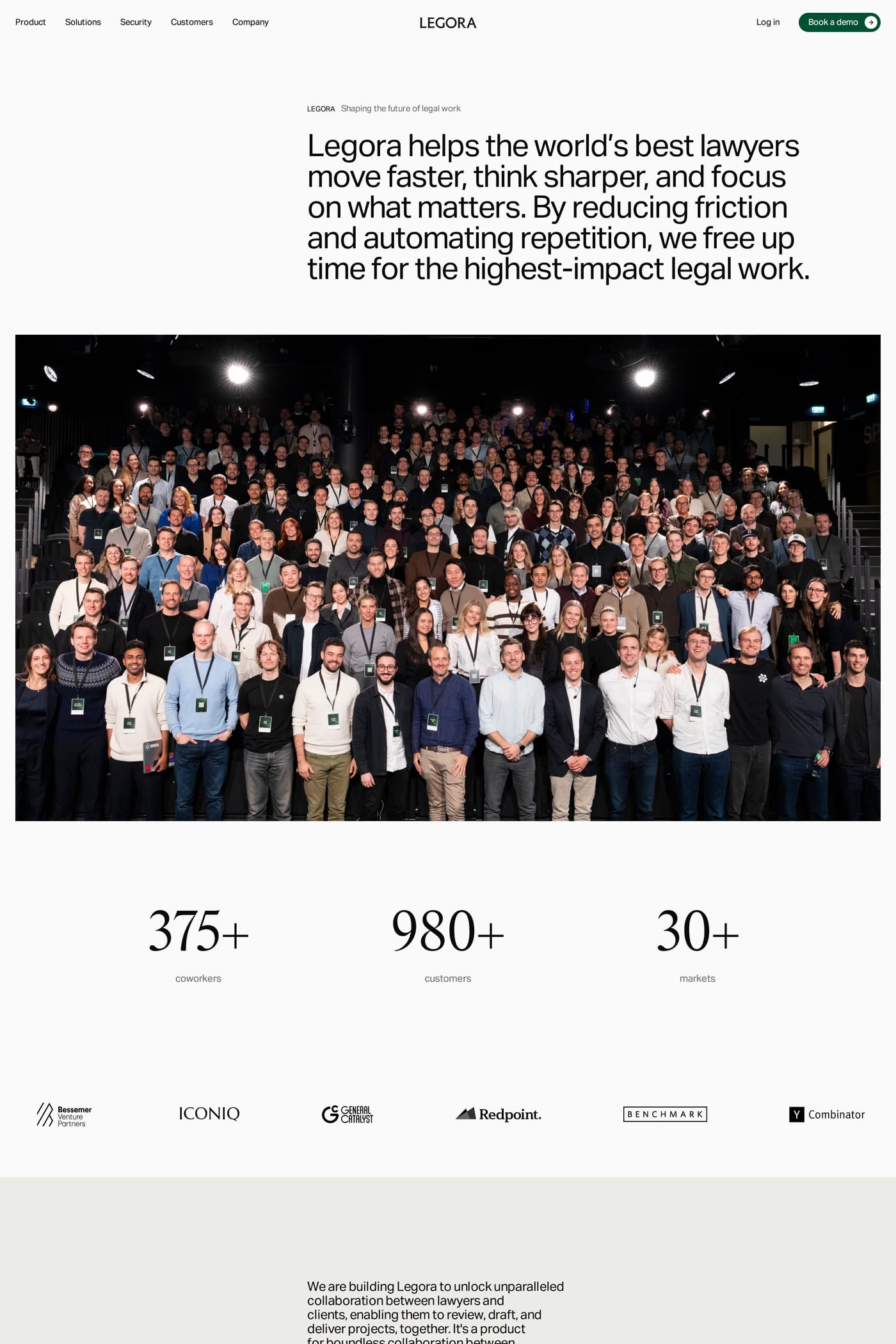 Legora — screenshot of the about page