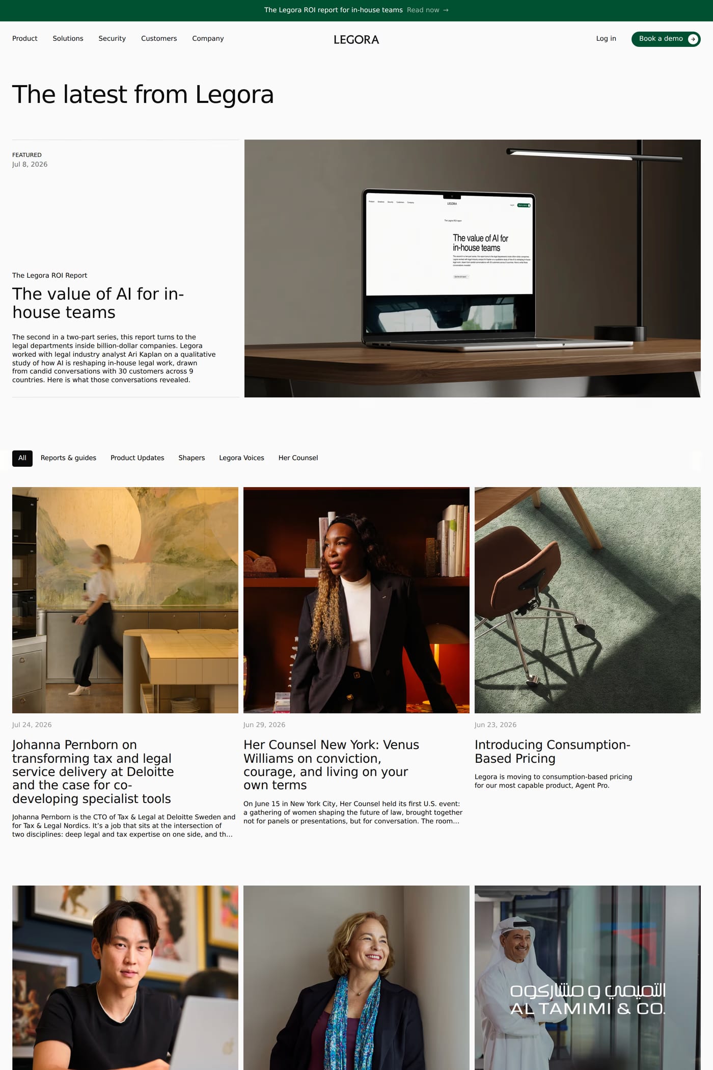 Legora — screenshot of the blog page