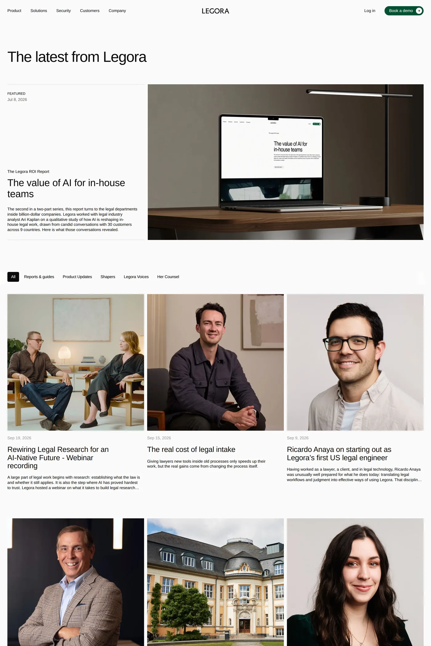 Legora — screenshot of the blog page