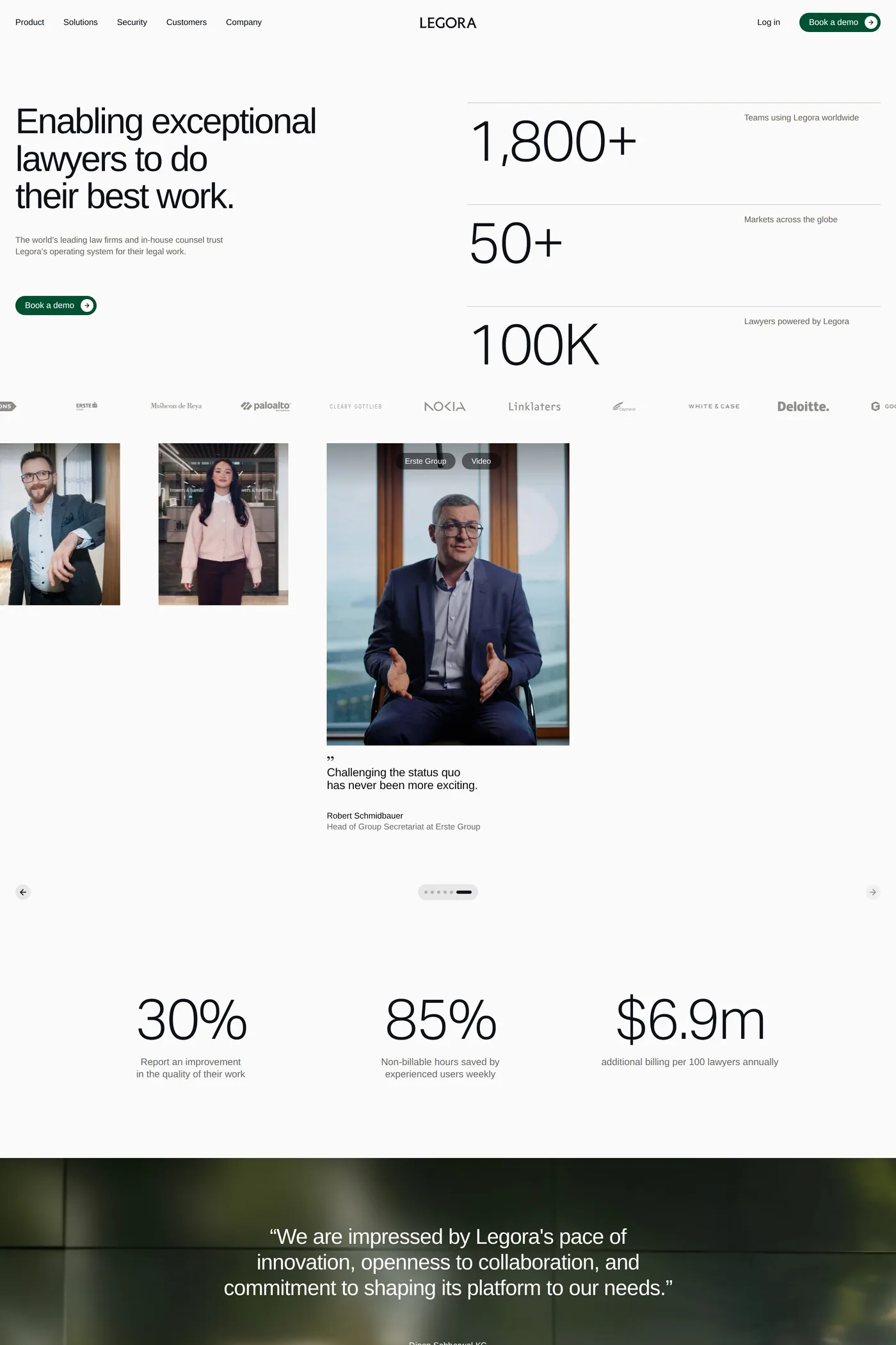 Legora — screenshot of the case studies page