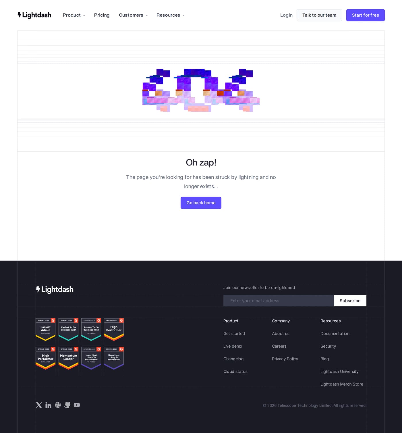 Lightdash 404 page