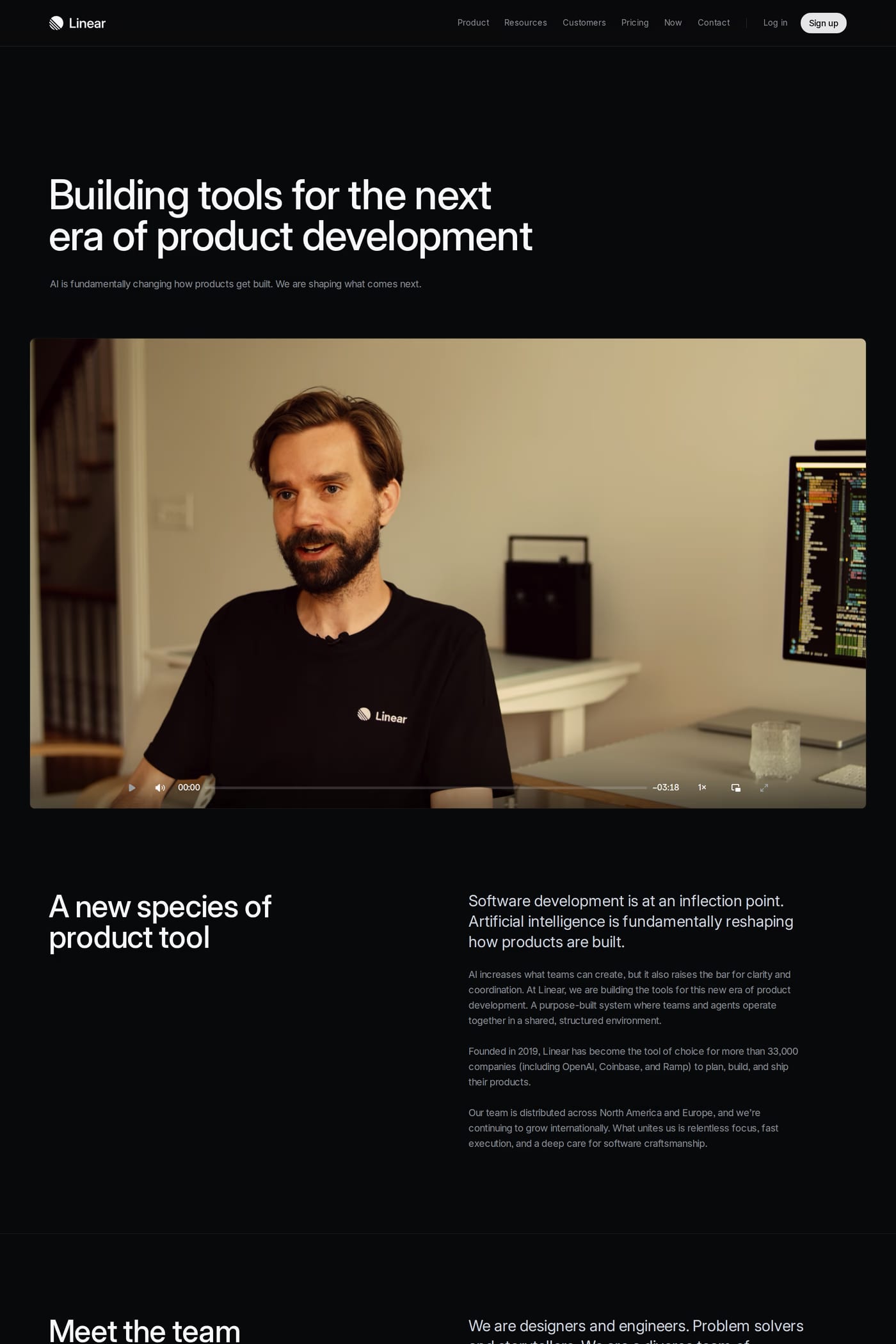 Linear for Startups — screenshot of the about page