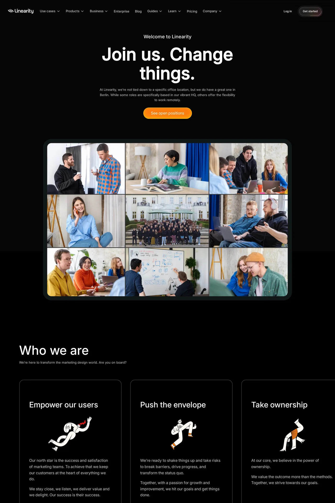 Linearity — screenshot of the careers page