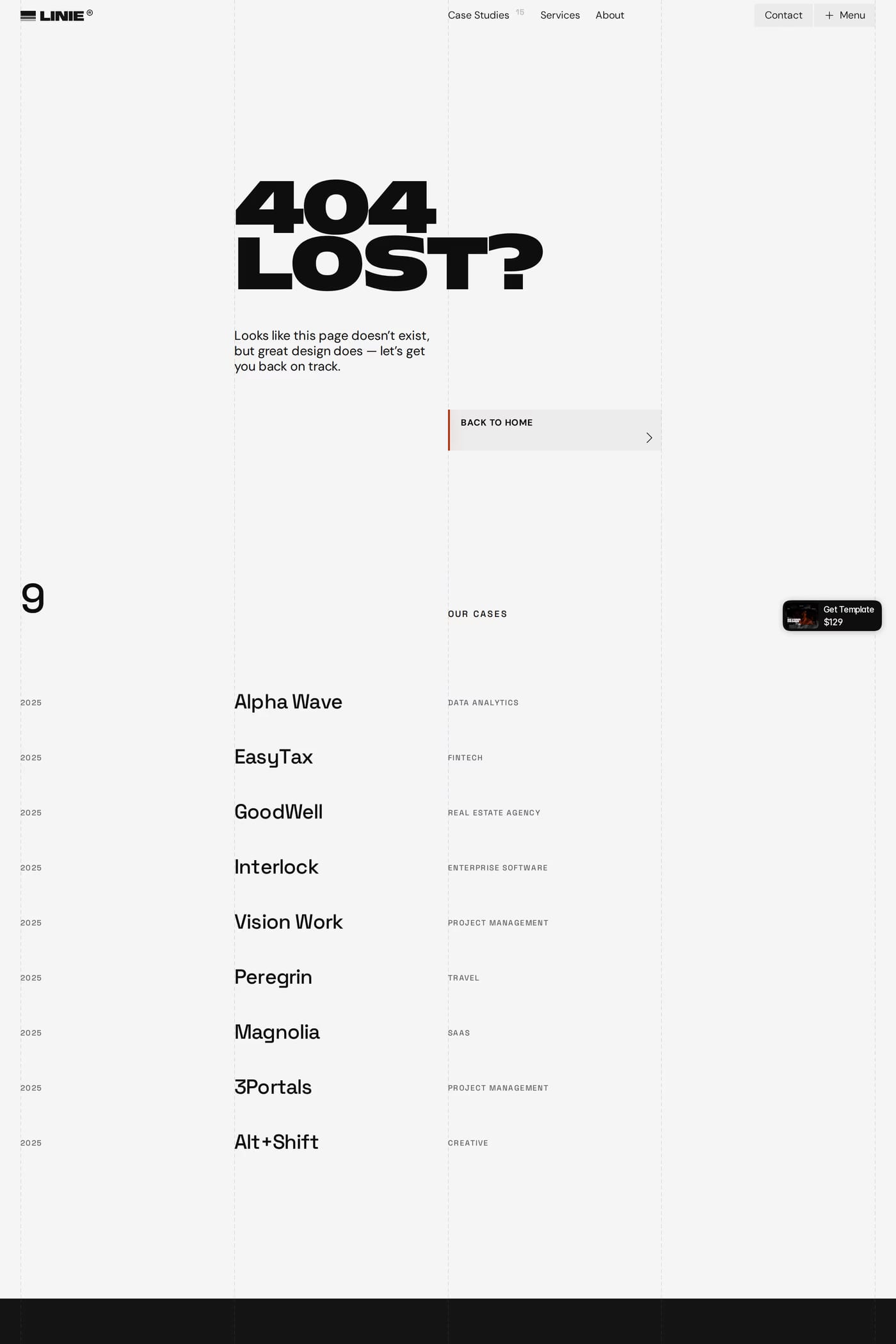 Linie 404 page