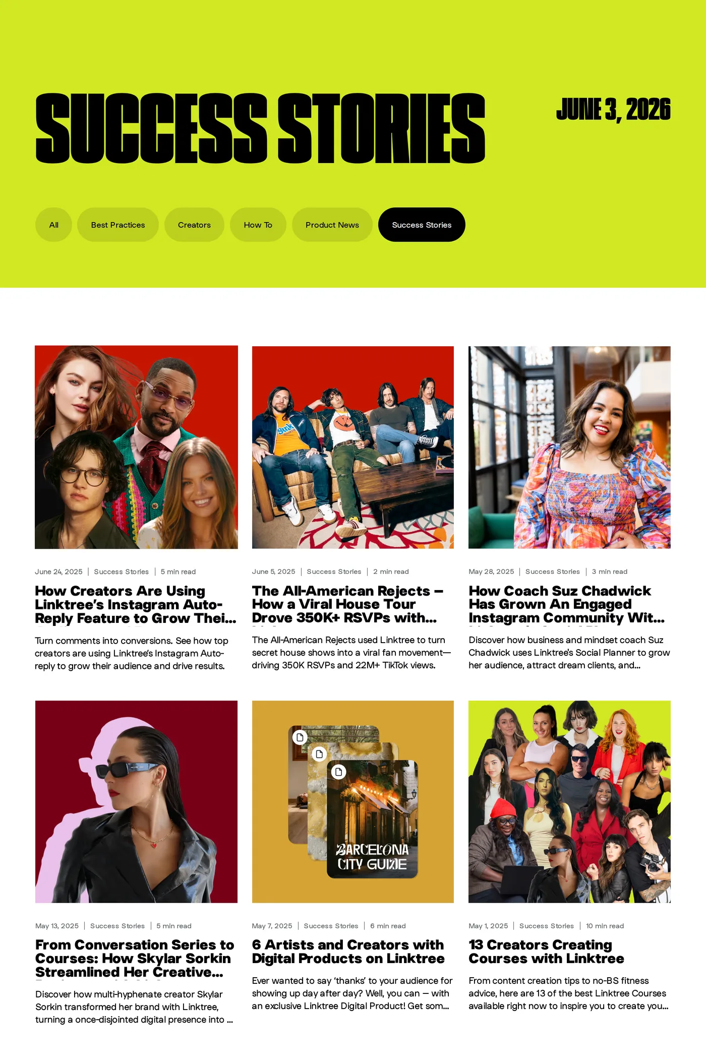 Linktree — screenshot of the case studies page