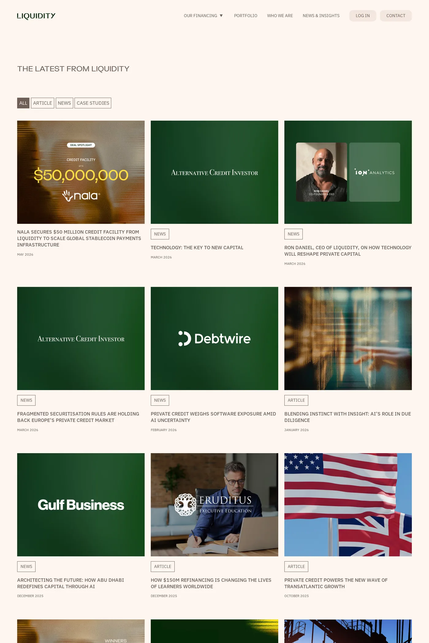 Liquidity — screenshot of the blog page