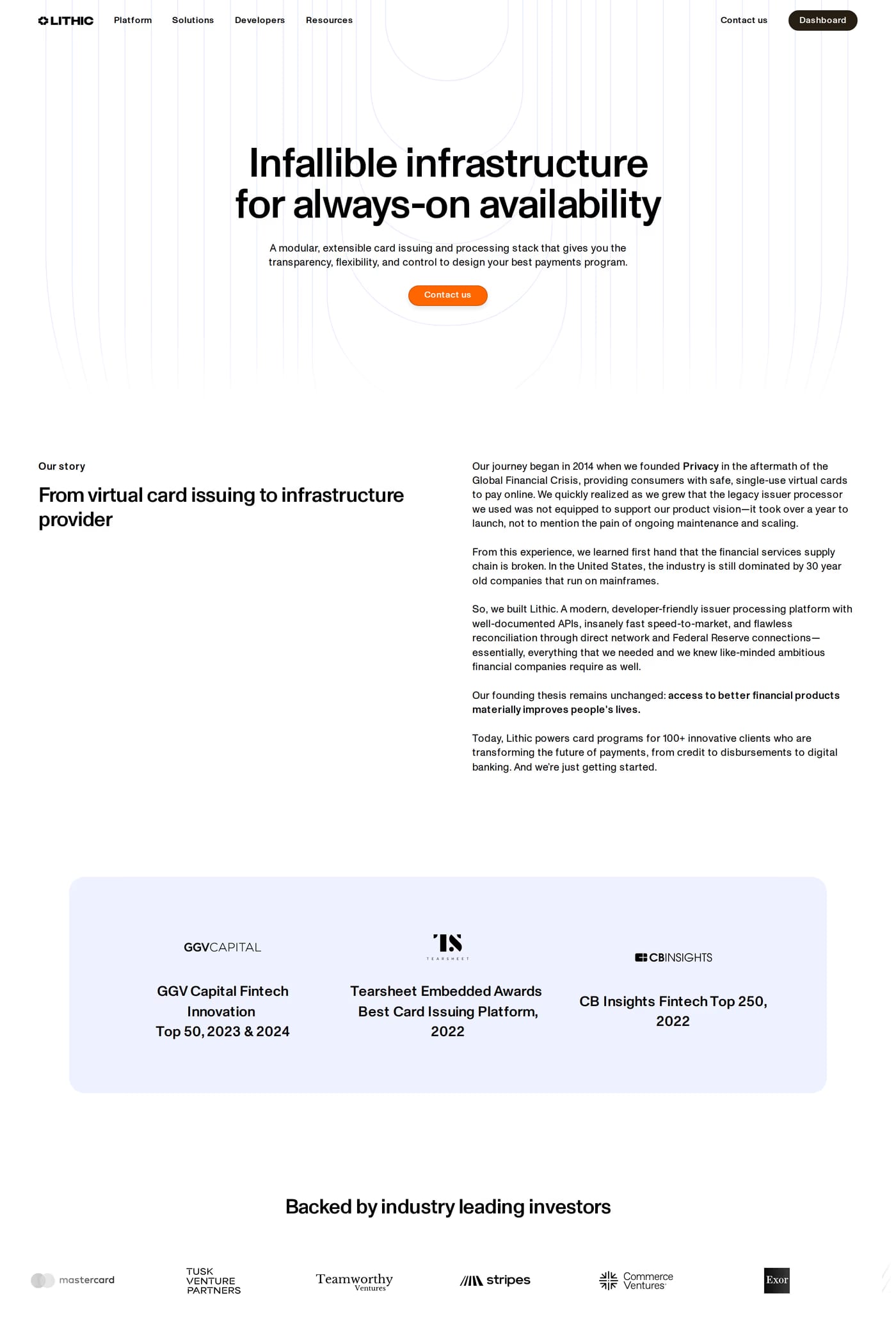 Lithic — screenshot of the about page