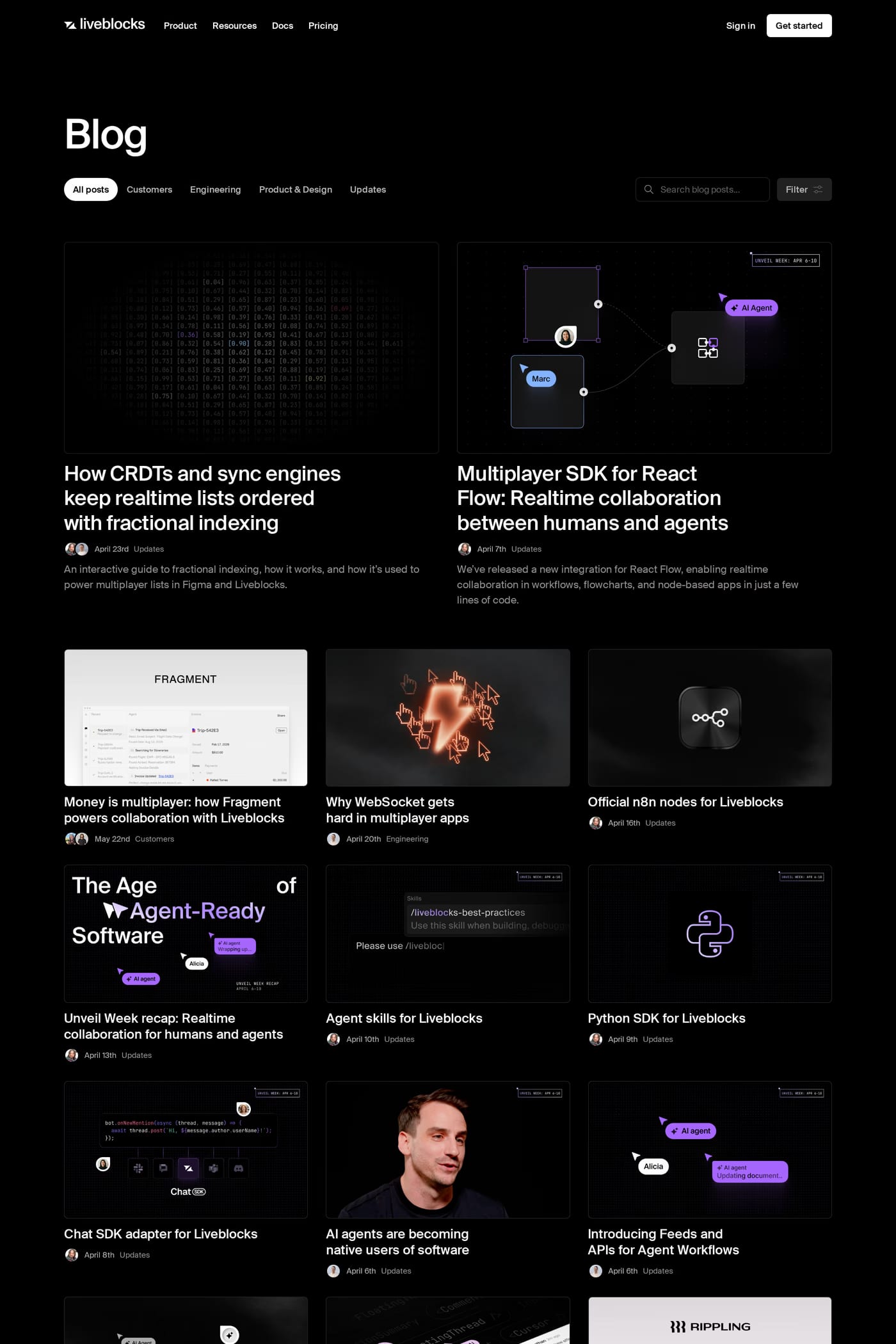 Liveblocks — screenshot of the blog page