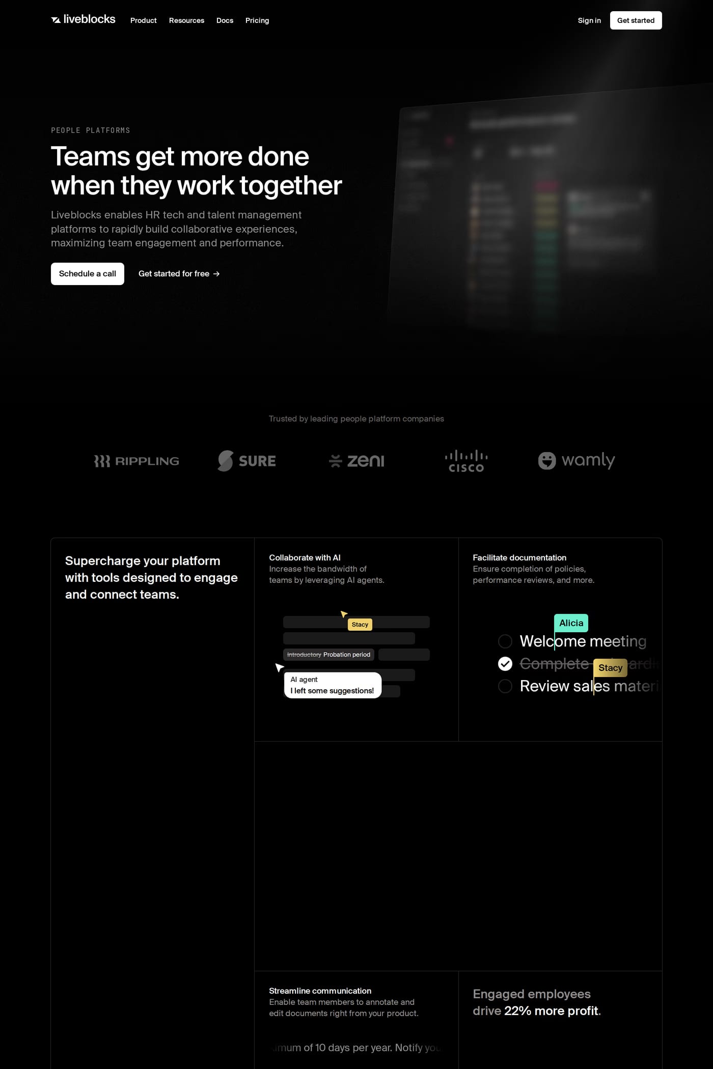 Liveblocks — screenshot of the features page
