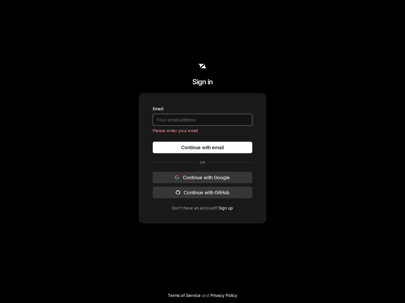 Liveblocks — screenshot of the login page