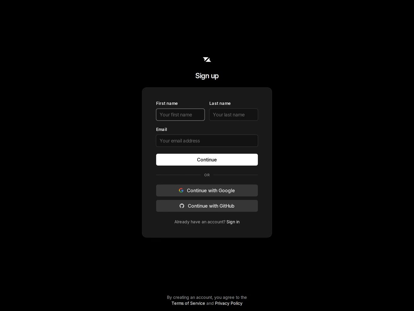 Liveblocks — screenshot of the sign up page