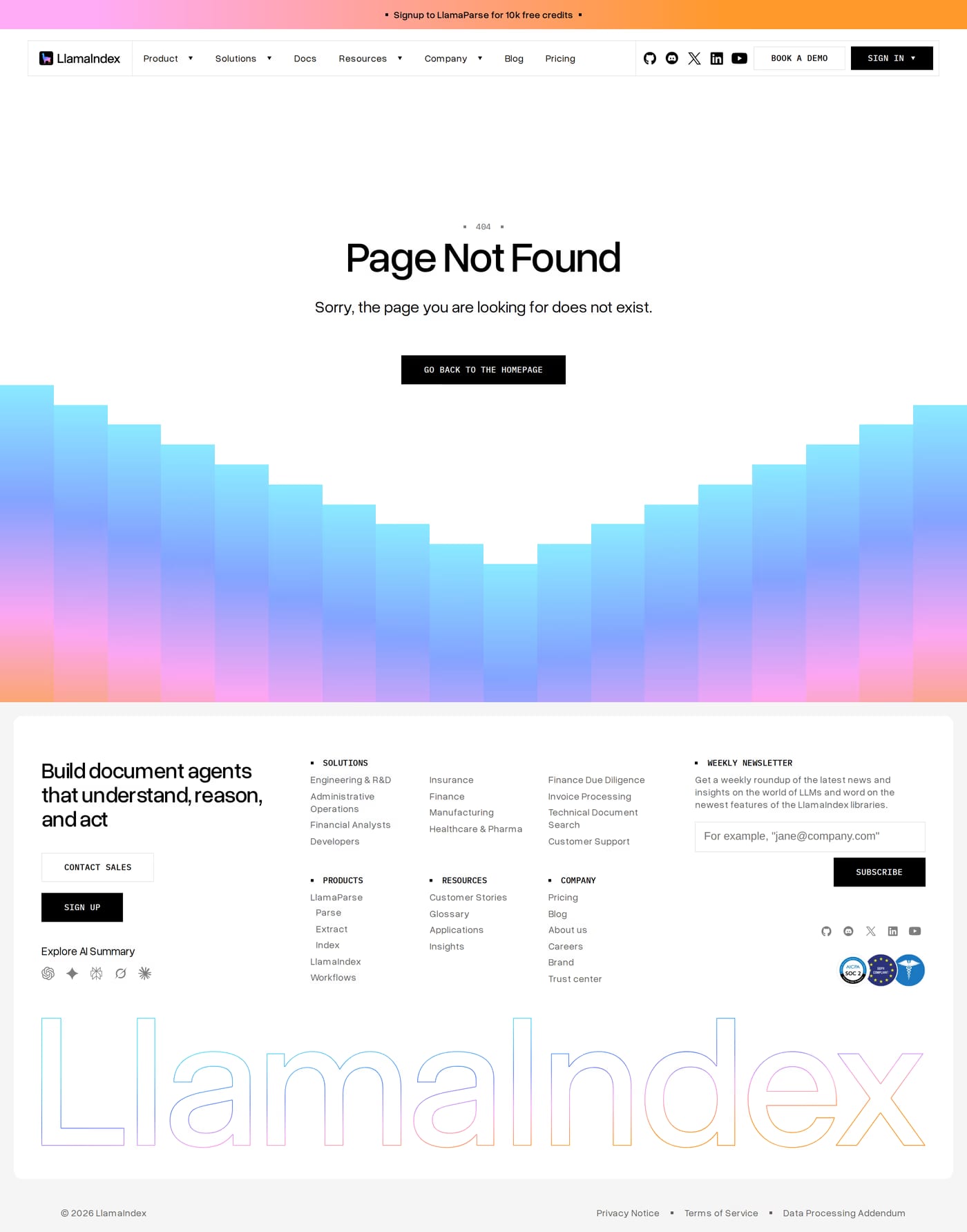 LlamaIndex 404 page