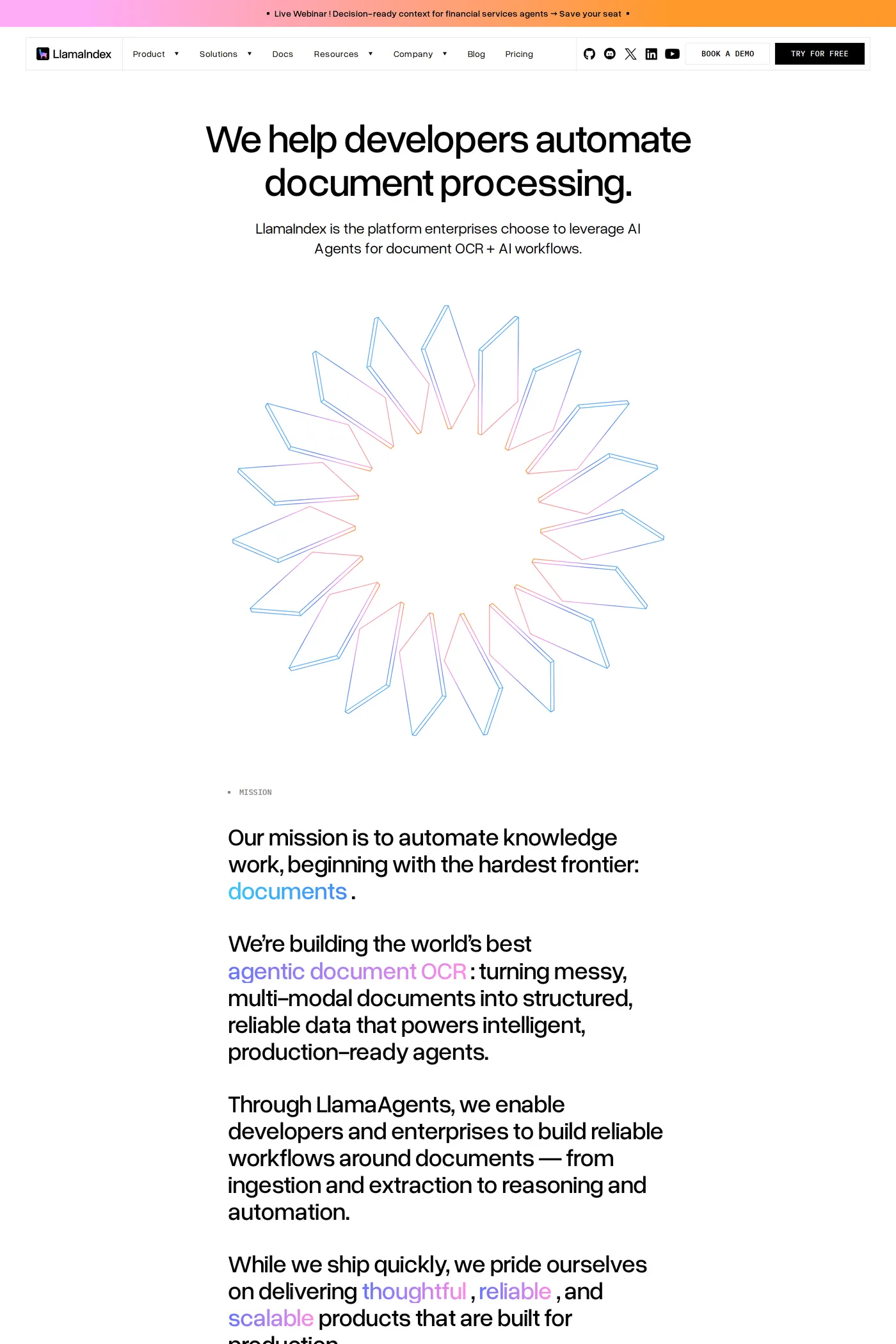 LlamaIndex — screenshot of the about page