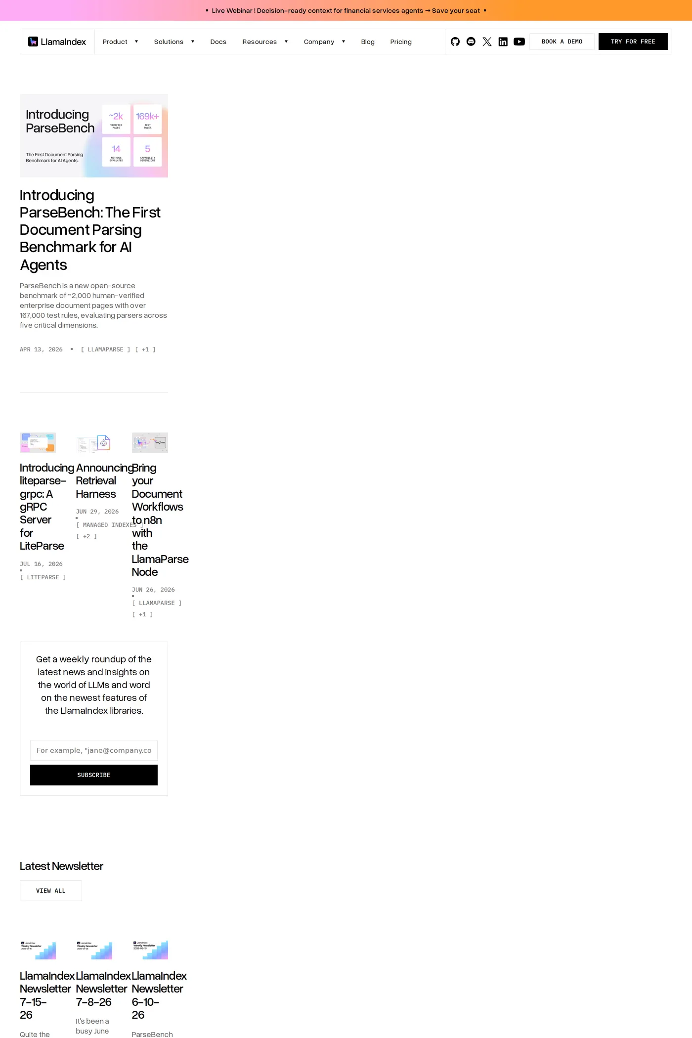 LlamaIndex — screenshot of the blog page
