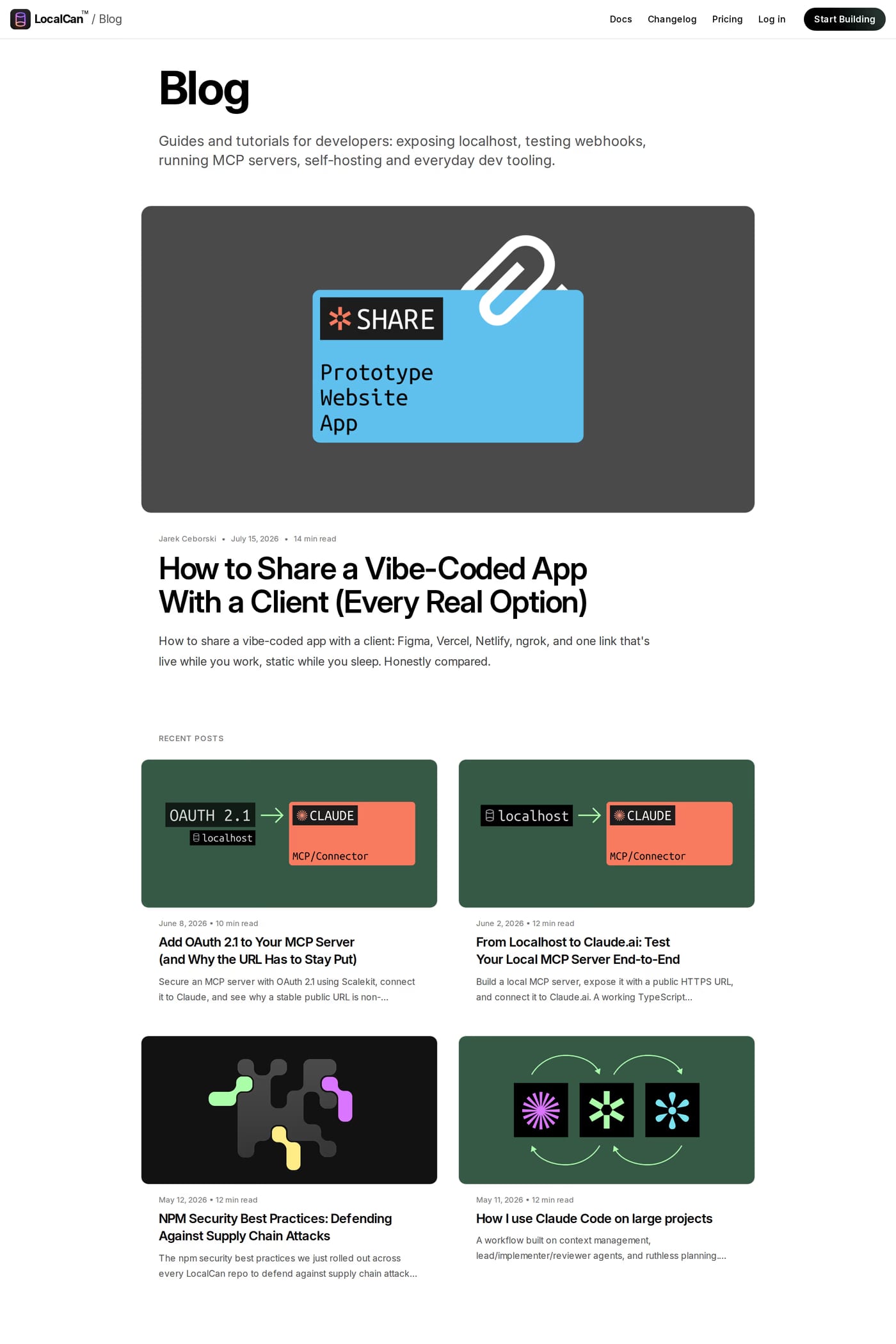 LocalCan — screenshot of the blog page