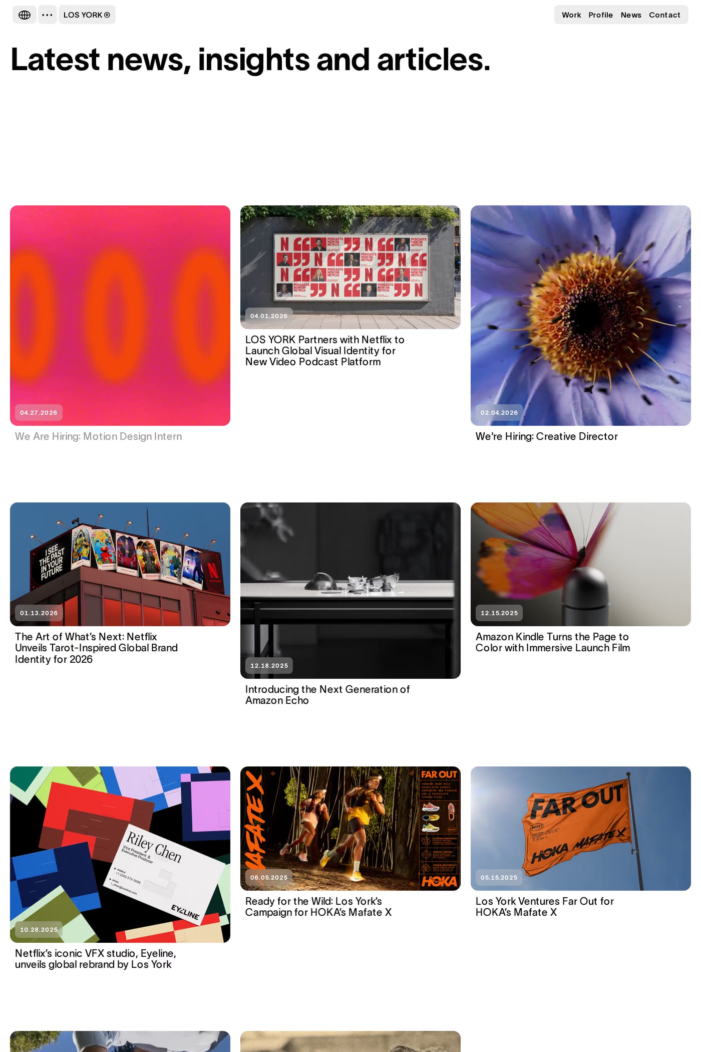 Los York — screenshot of the blog page