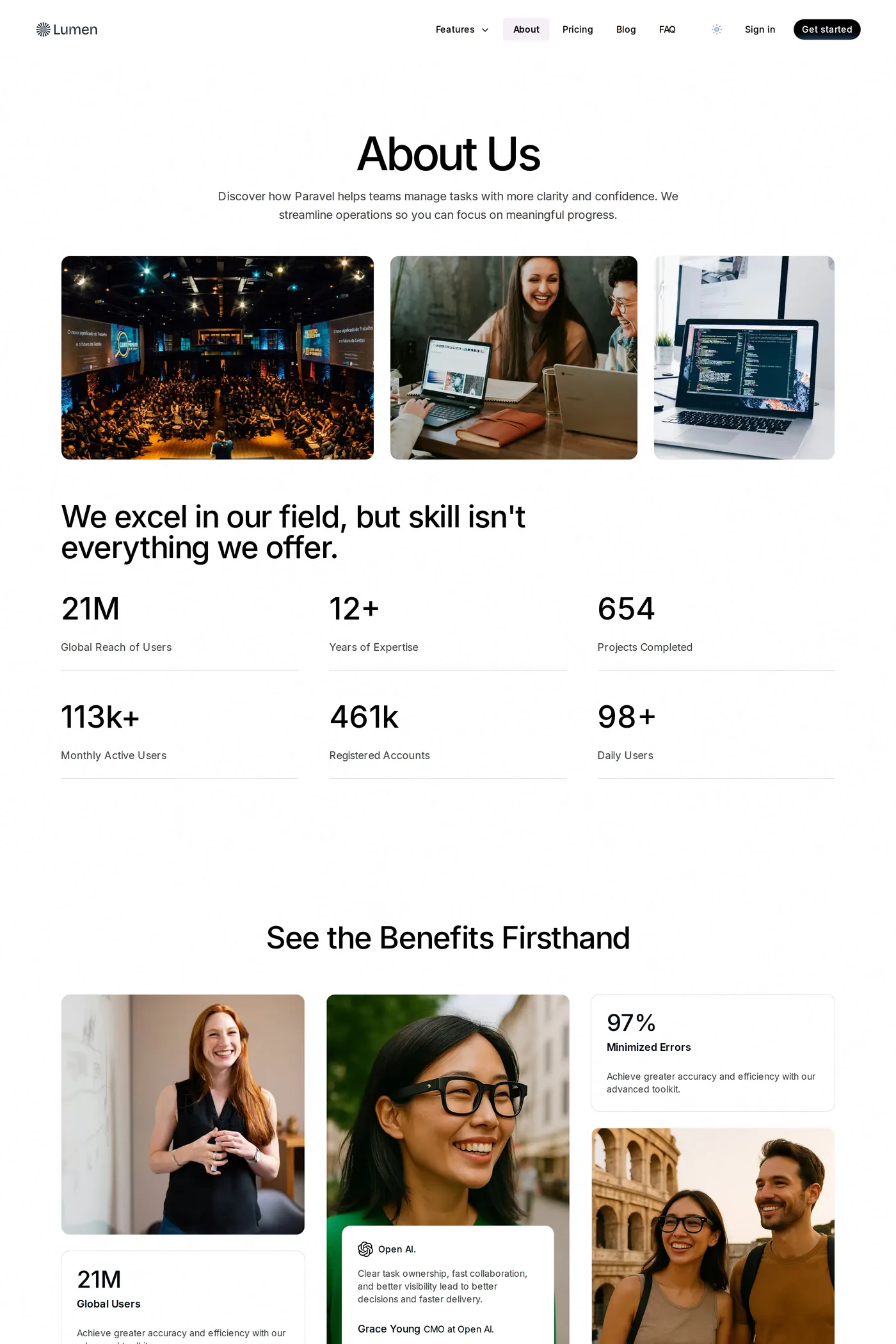 Lumen — screenshot of the about page