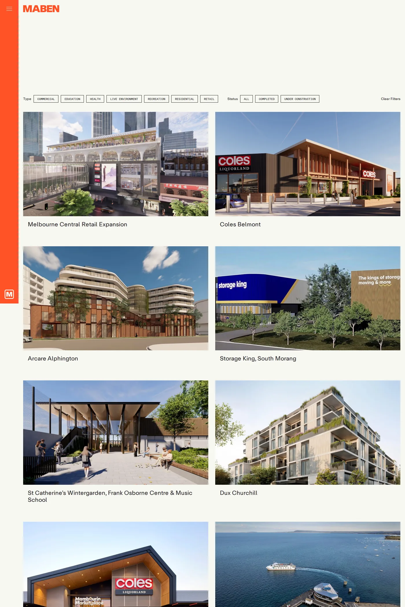 Maben — screenshot of the work page
