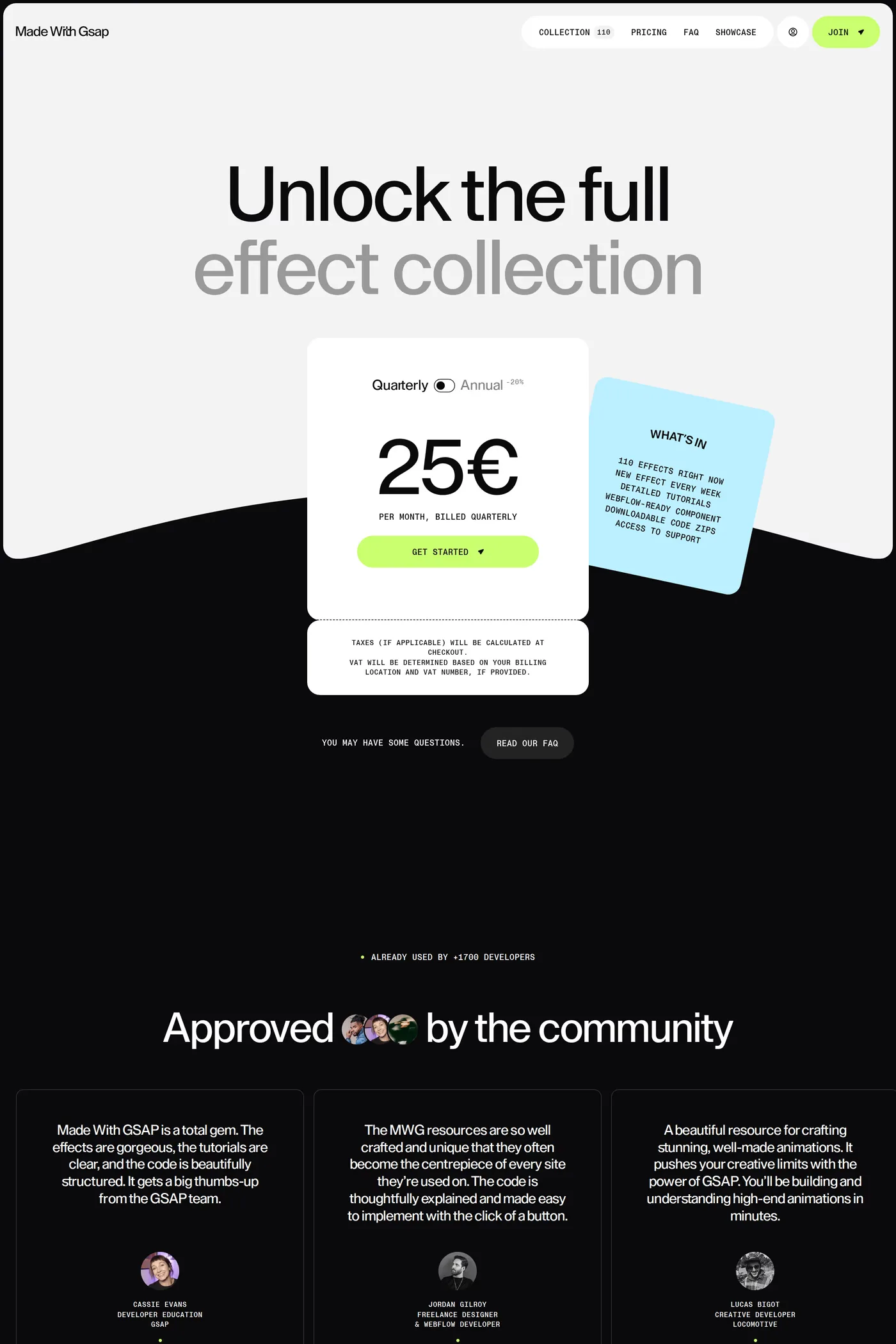 Made With Gsap — screenshot of the sign up page