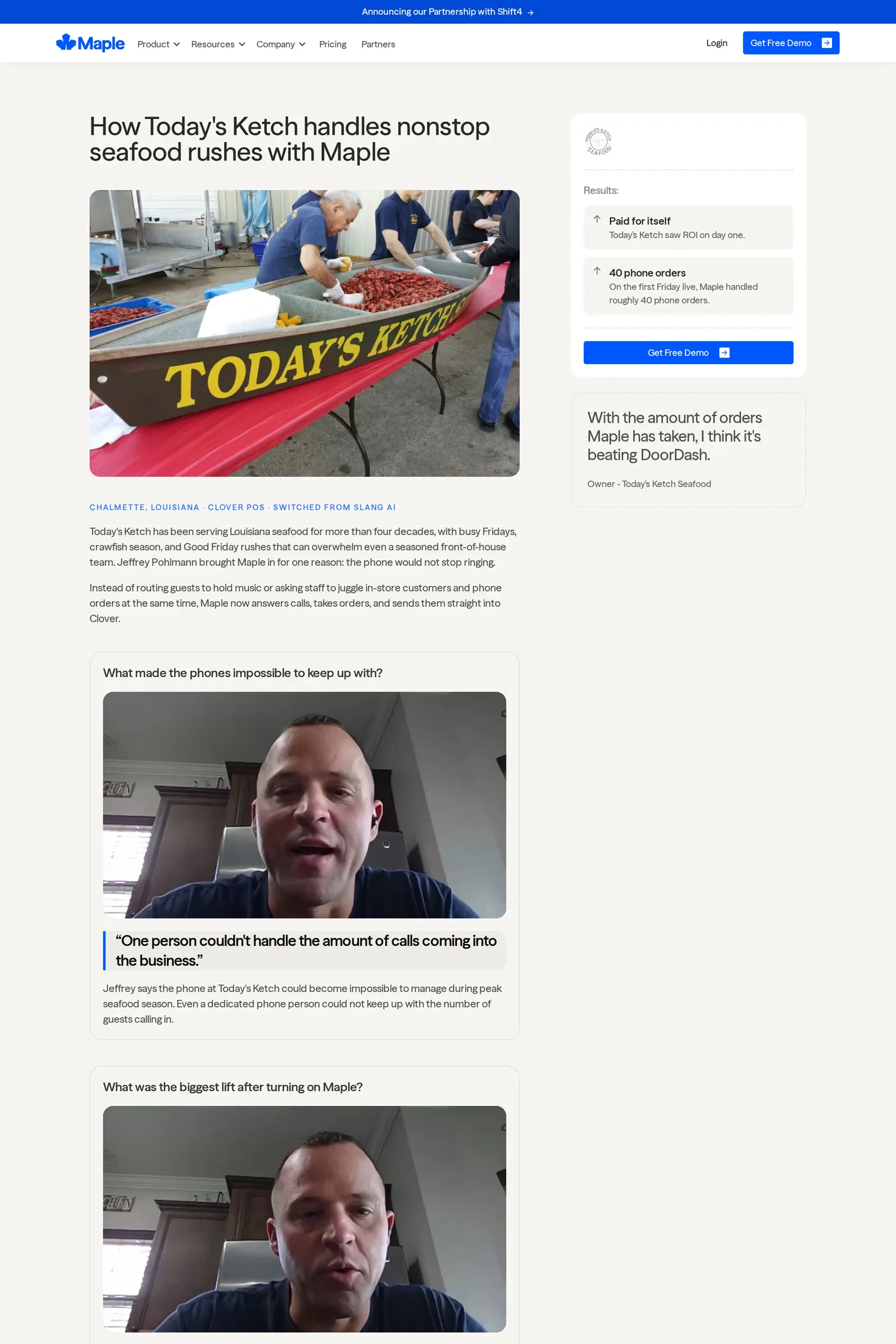 Maple — screenshot of the case studies page