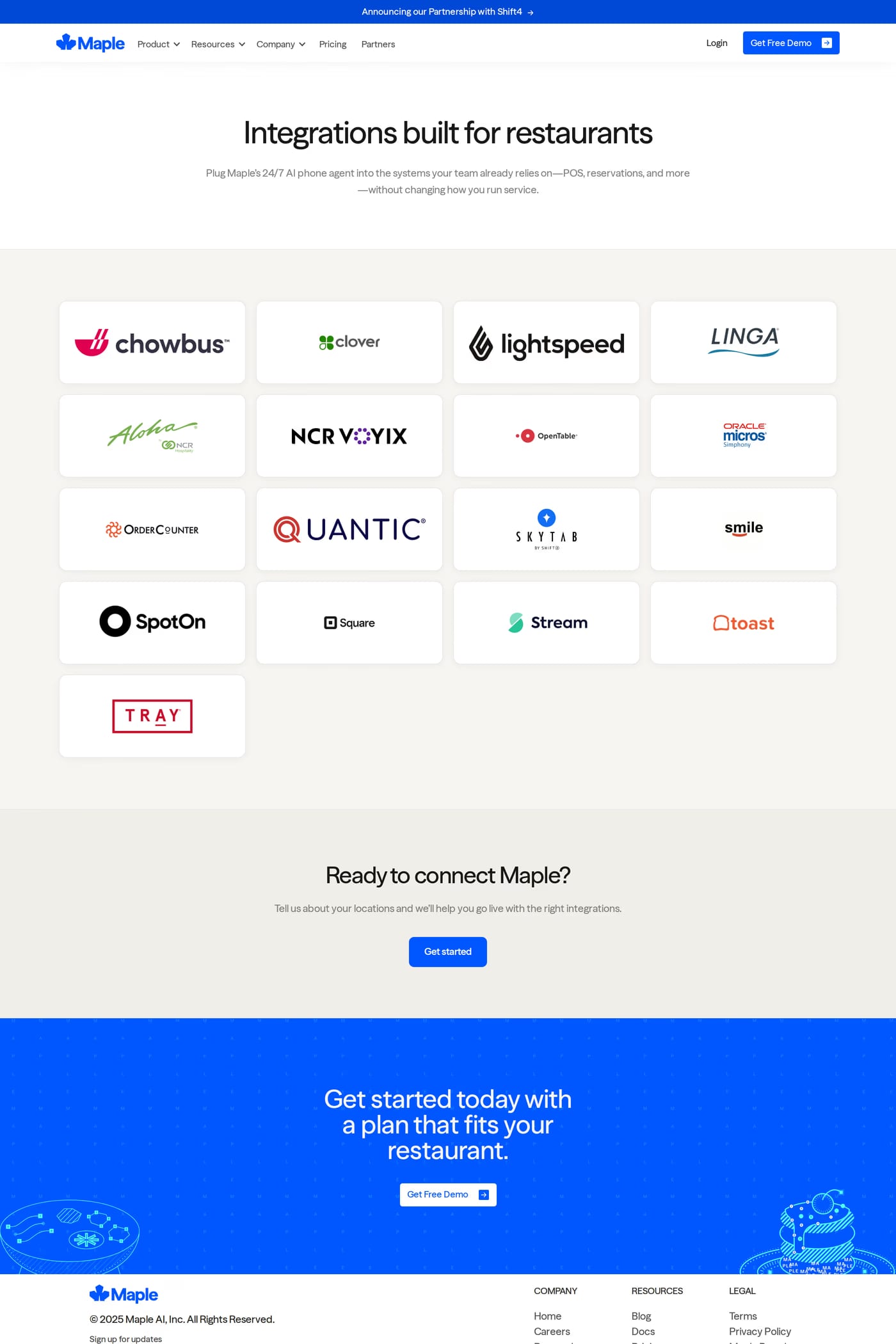 Maple integrations page
