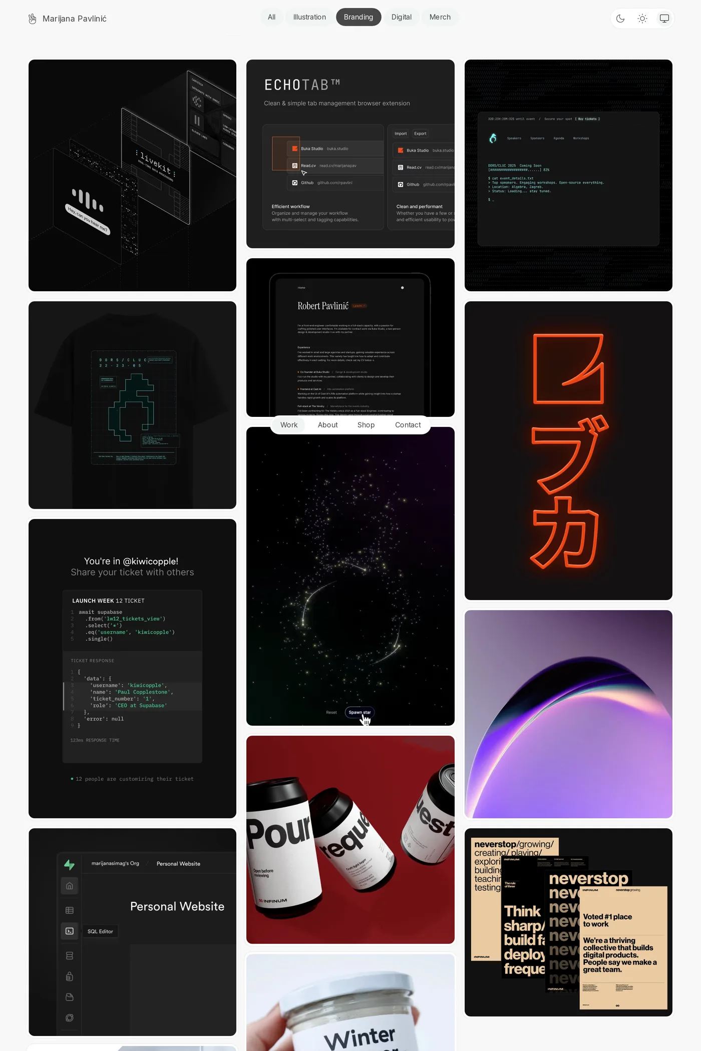 Marijana Pavlinić — screenshot of the work page