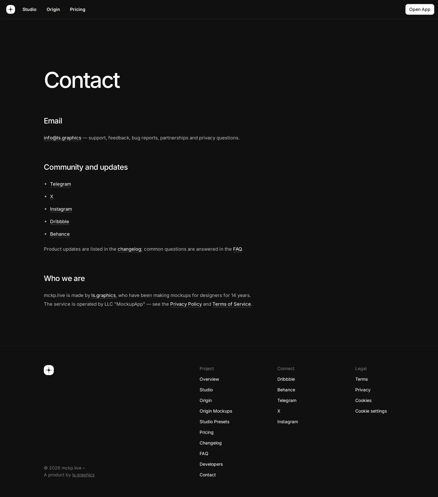 MCKP — screenshot of the contact page